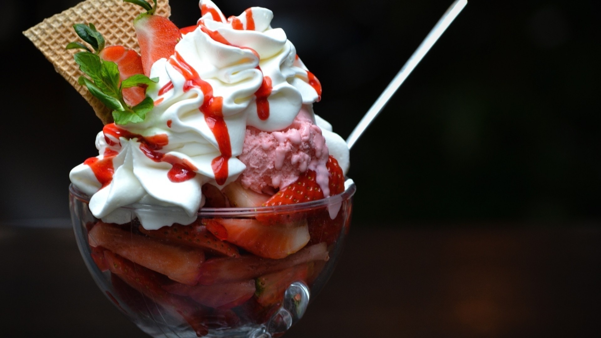 Whipped cream and strawberries, Delicious combination, Tempting sweetness, Irresistible treat, 1920x1080 Full HD Desktop