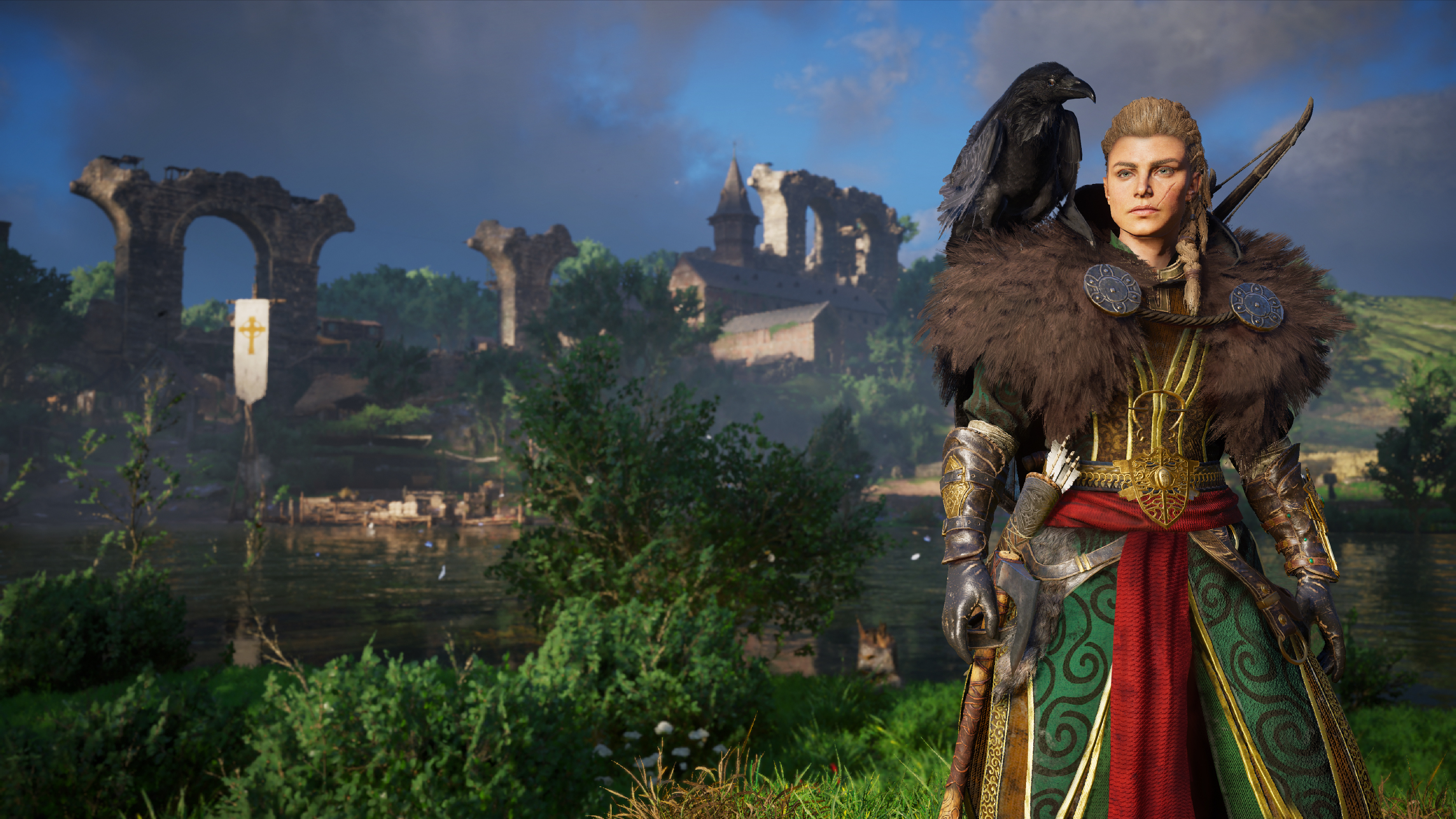 Eivor Varinsdottir, Synin the raven, Assassin's Creed Valhalla, 4K Desktop wallpaper