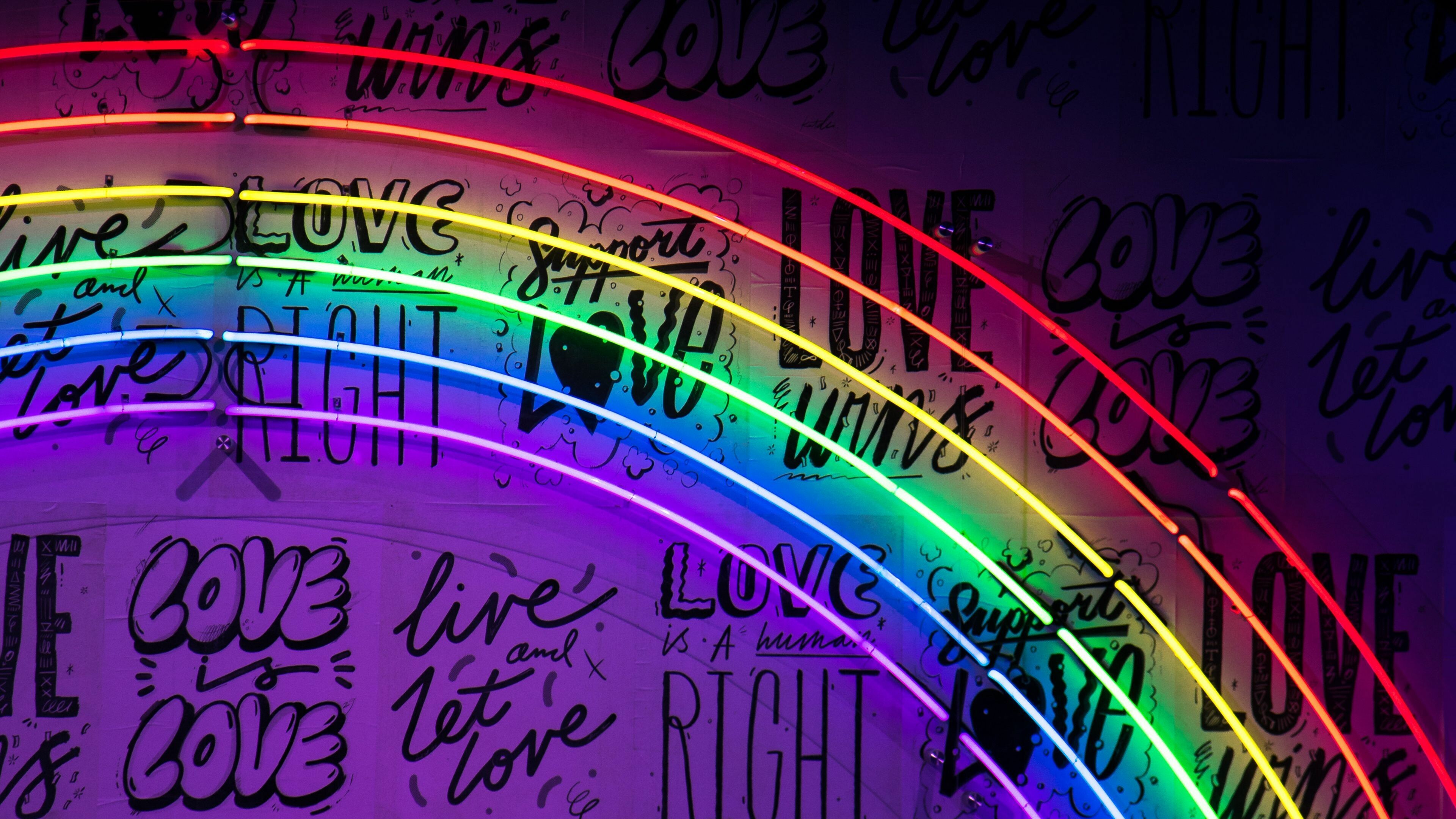 Neon, Rainbow Colors Wallpaper, 3840x2160 4K Desktop