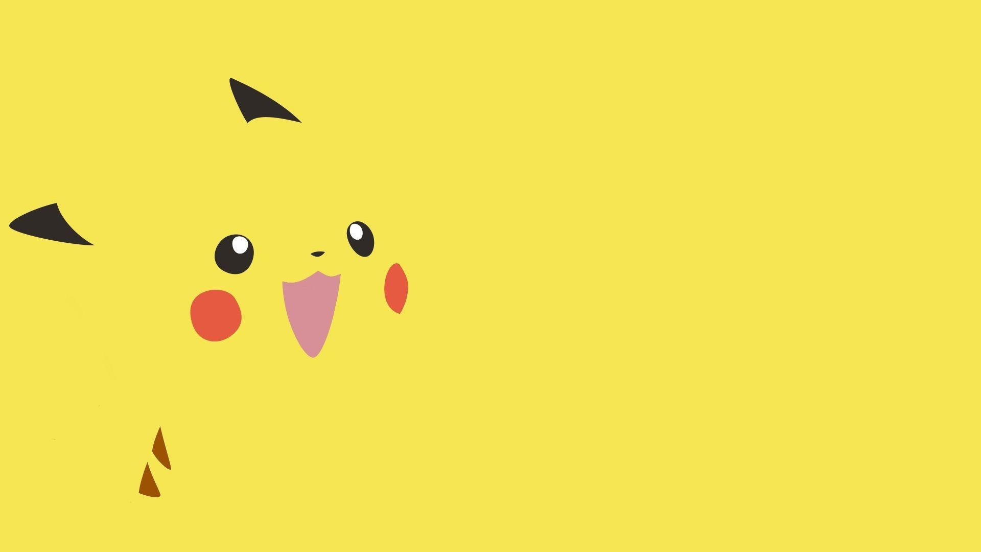 Pikachu, Pokemon, minimalist yellow vector, Full HD Desktop wallpaper