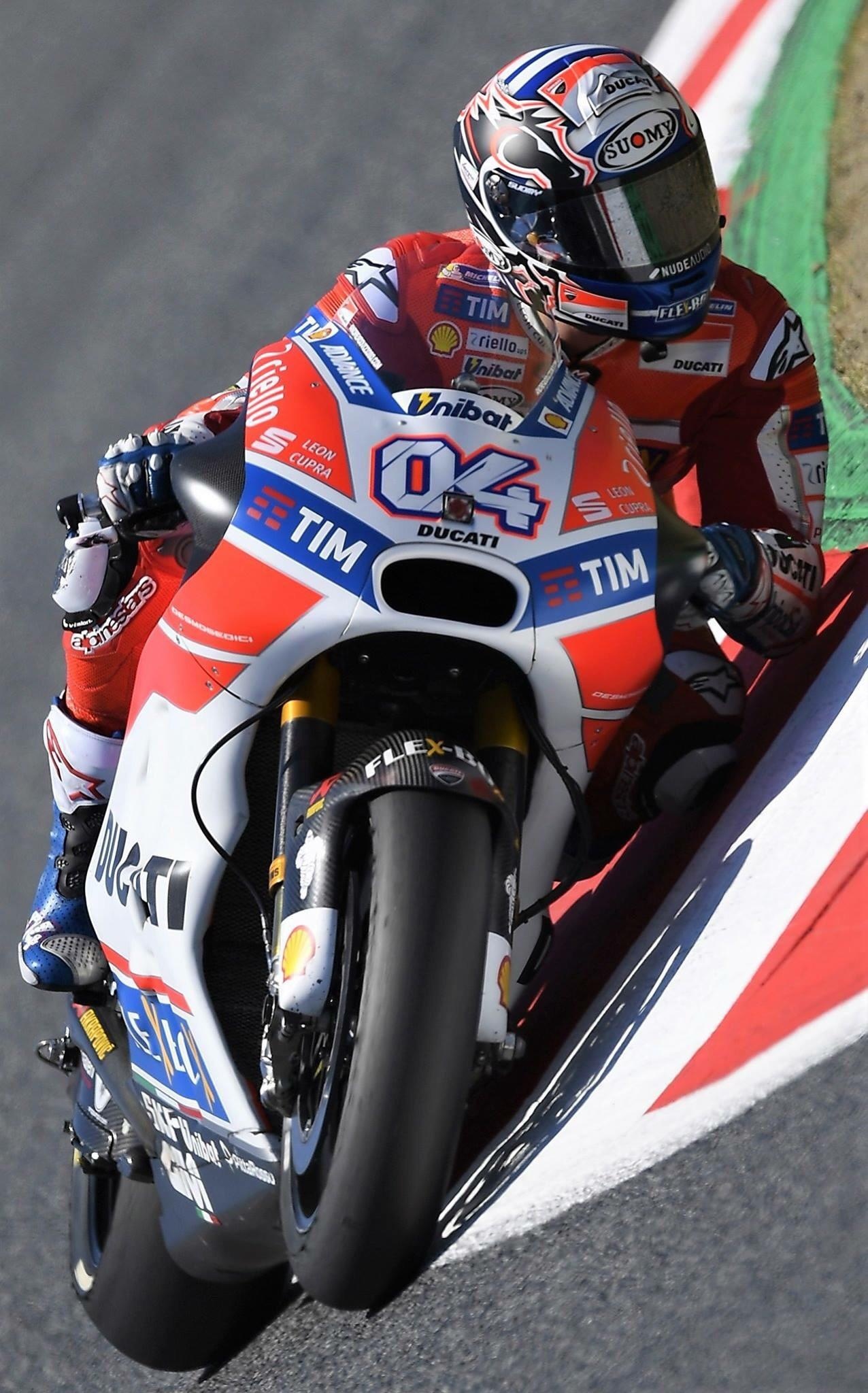 Andrea Dovizioso number 04, Ducati Desmosedici GP, MotoGP front wheel lifting, HD Phone wallpaper