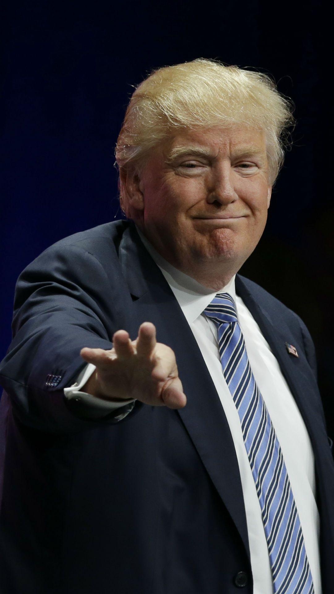 Donald Trump, blue striped tie, navy business suit, Full HD Phone wallpaper