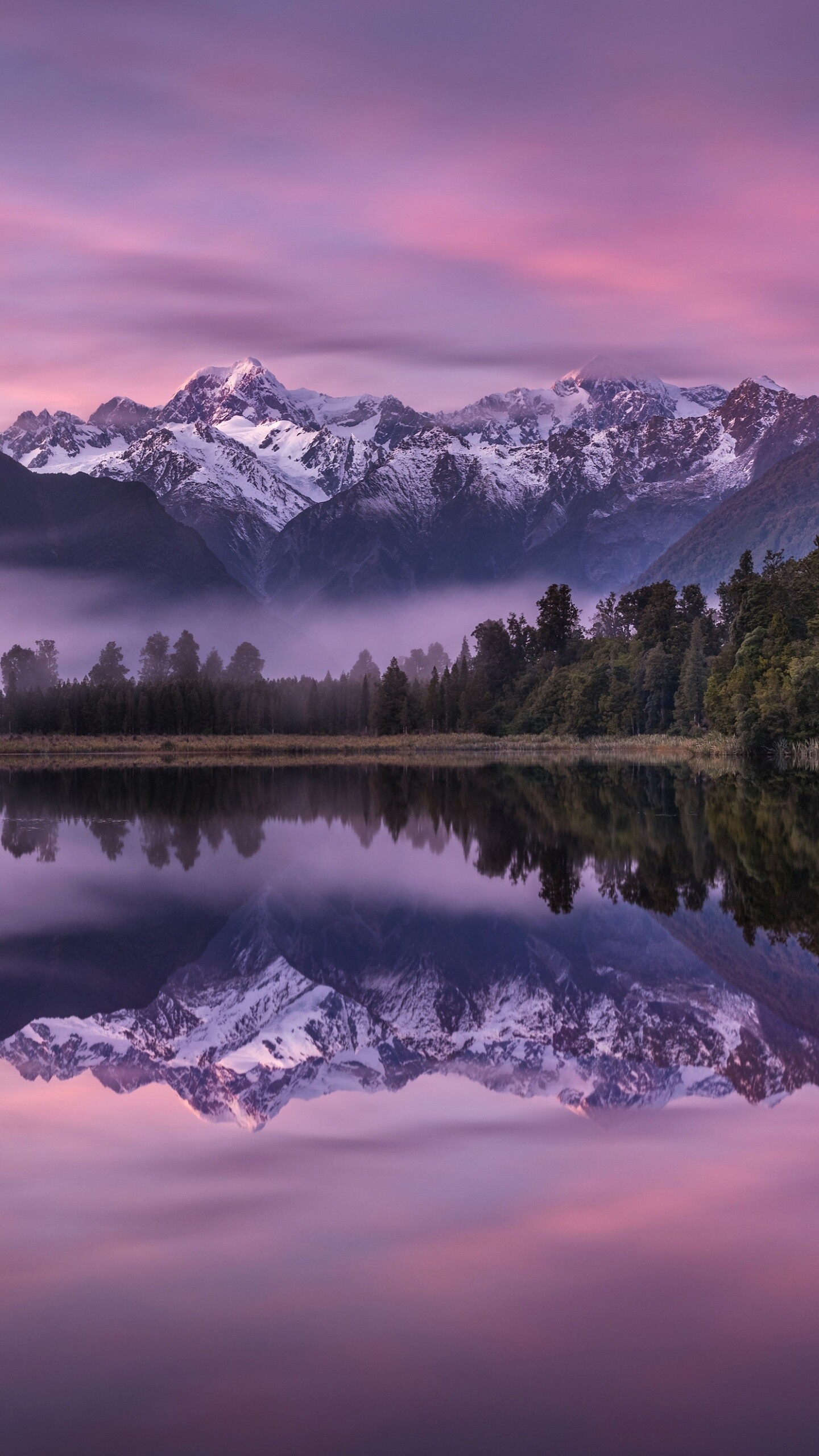 Lake Matheson, New Zealand Wallpaper, 1440x2560 HD Phone