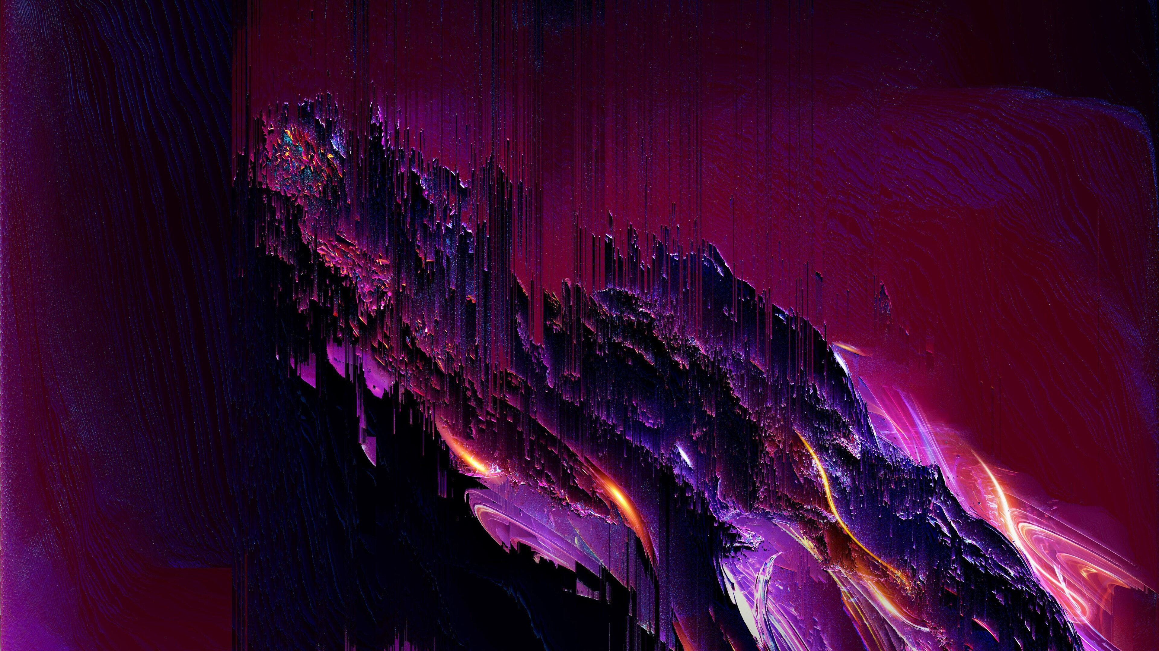 Purple image glitch, 4K effect, Abstract distortion, Wallpaper, 3840x2160 4K Desktop