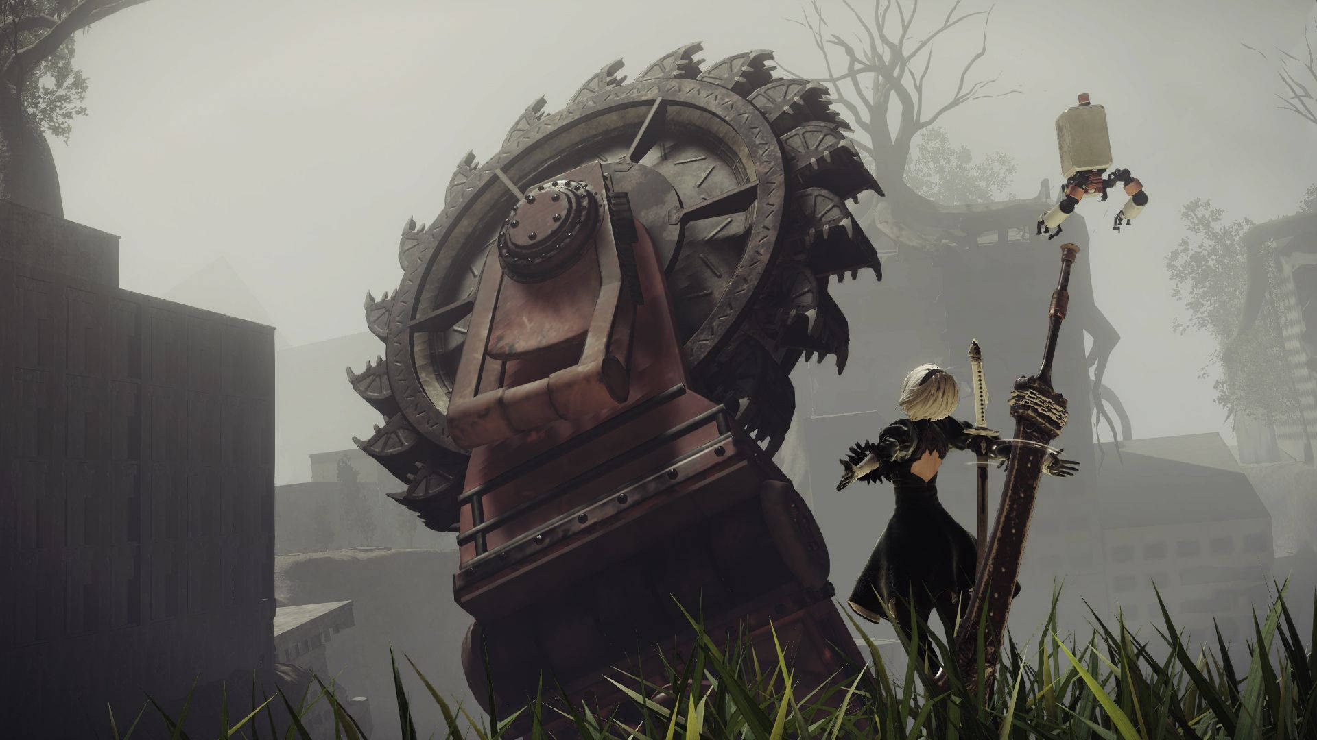 2B NieR:Automata, Engels Goliath machine, Pod 042 companion, Full HD Desktop wallpaper