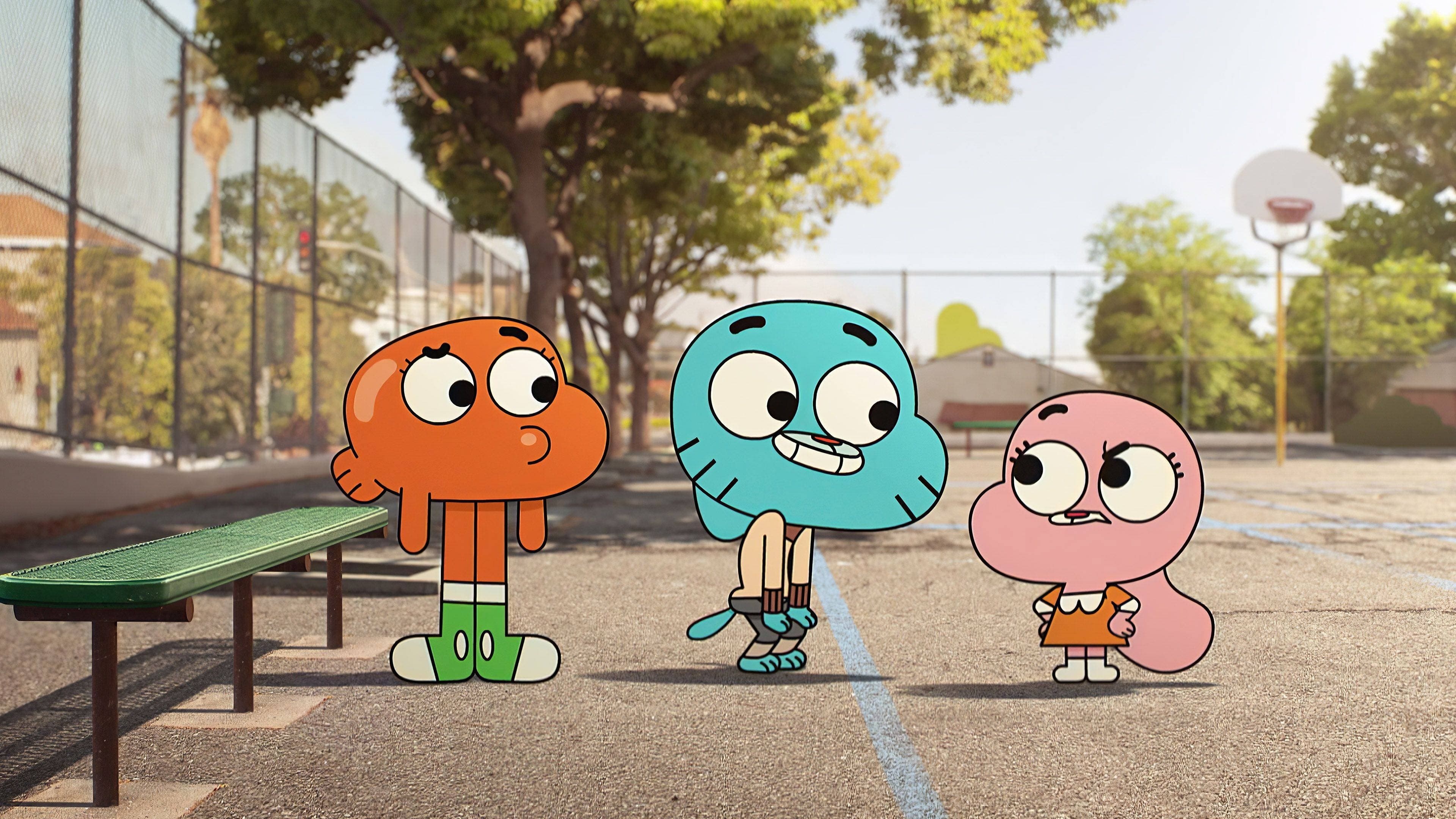 Gumball Watterson, Darwin Watterson, Anais Watterson, school playground, 4K Desktop wallpaper