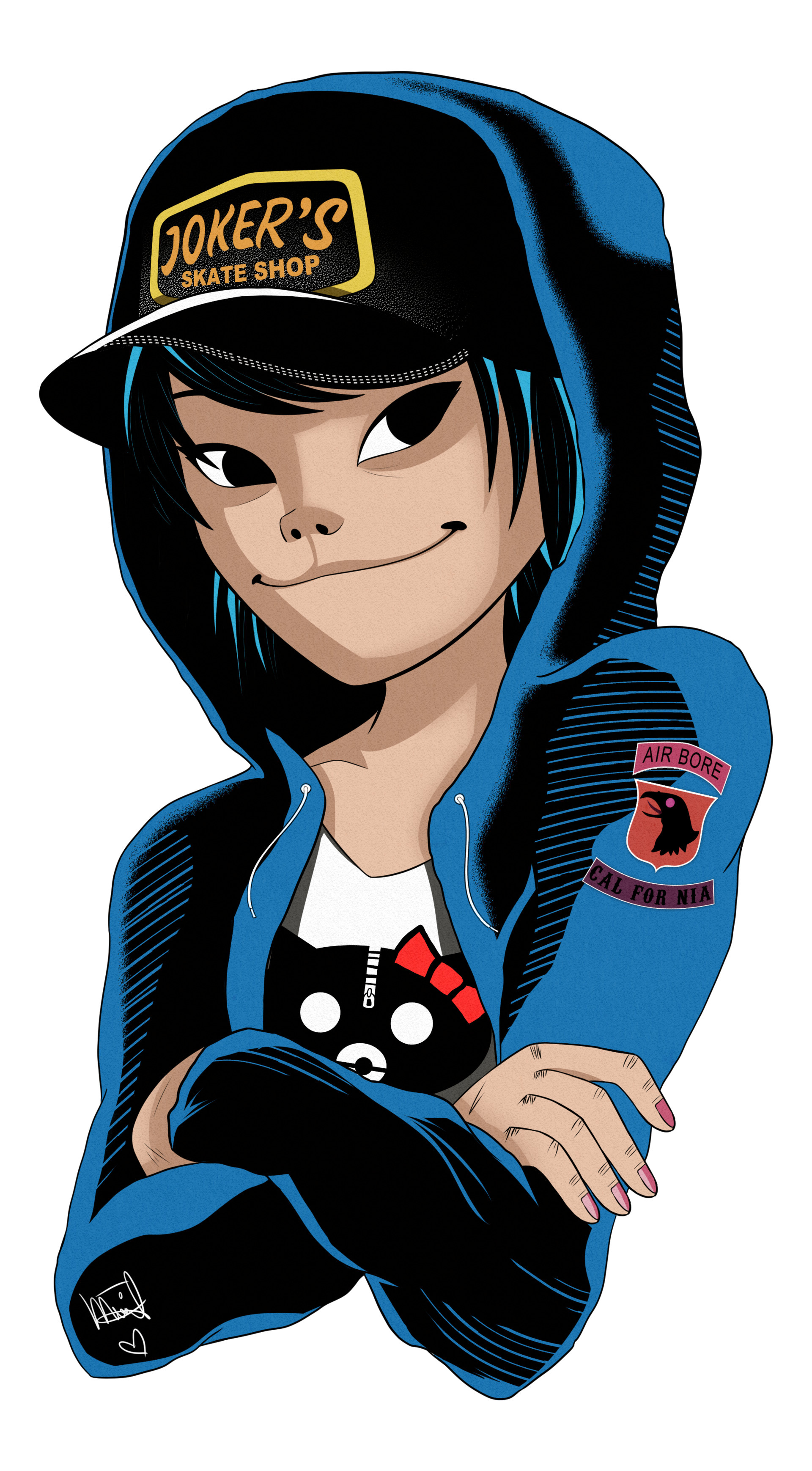 Marina Niess, Noodle Gorillaz artwork, Artistic representation, Music-inspired design, 1920x3480 HD Phone