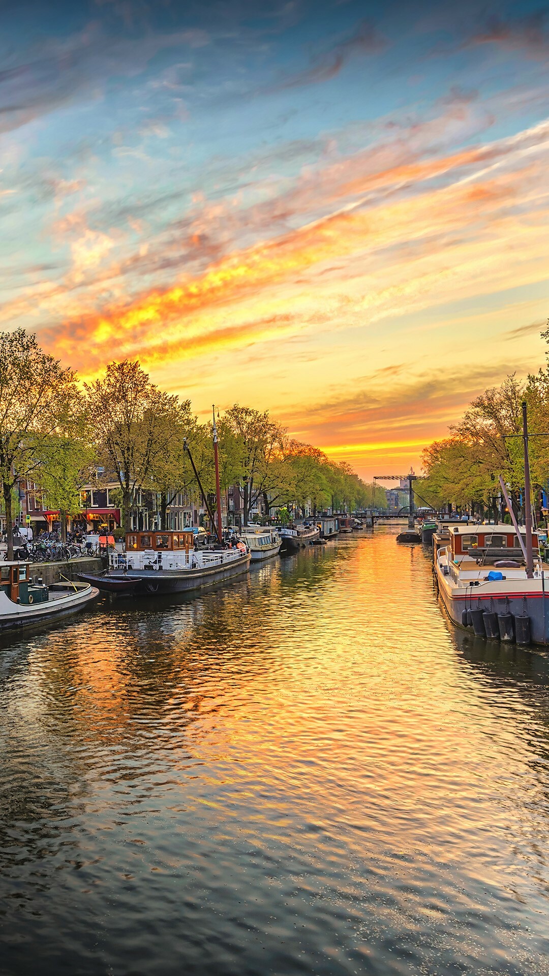 Amsterdam, City skyline, Canal waterfront, Netherlands, 1080x1920 Full HD Phone