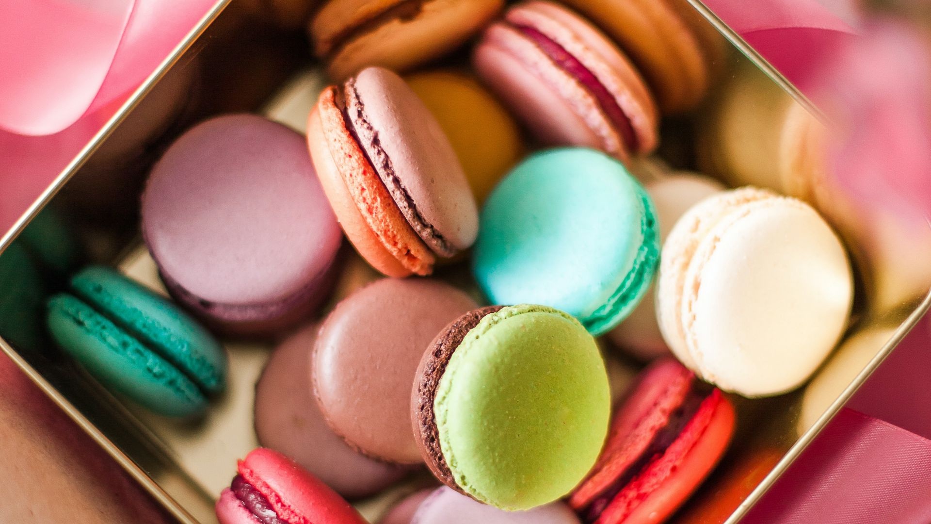 Colorful macaron assortment, Eye-catching confectionery, Vibrant and indulgent, Delicious and Instagram-worthy, 1920x1080 Full HD Desktop