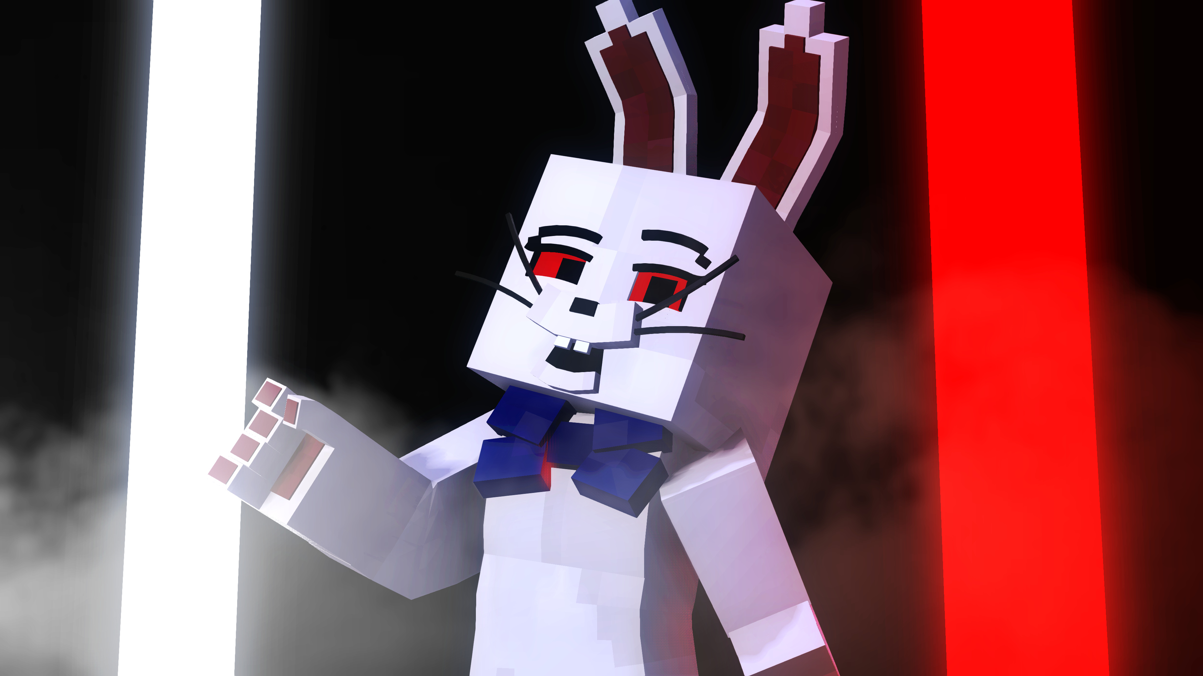 Minecraft style Vanny, Five Nights at Freddy's: Security Breach, Glowing neon light pillars, 4K Desktop wallpaper