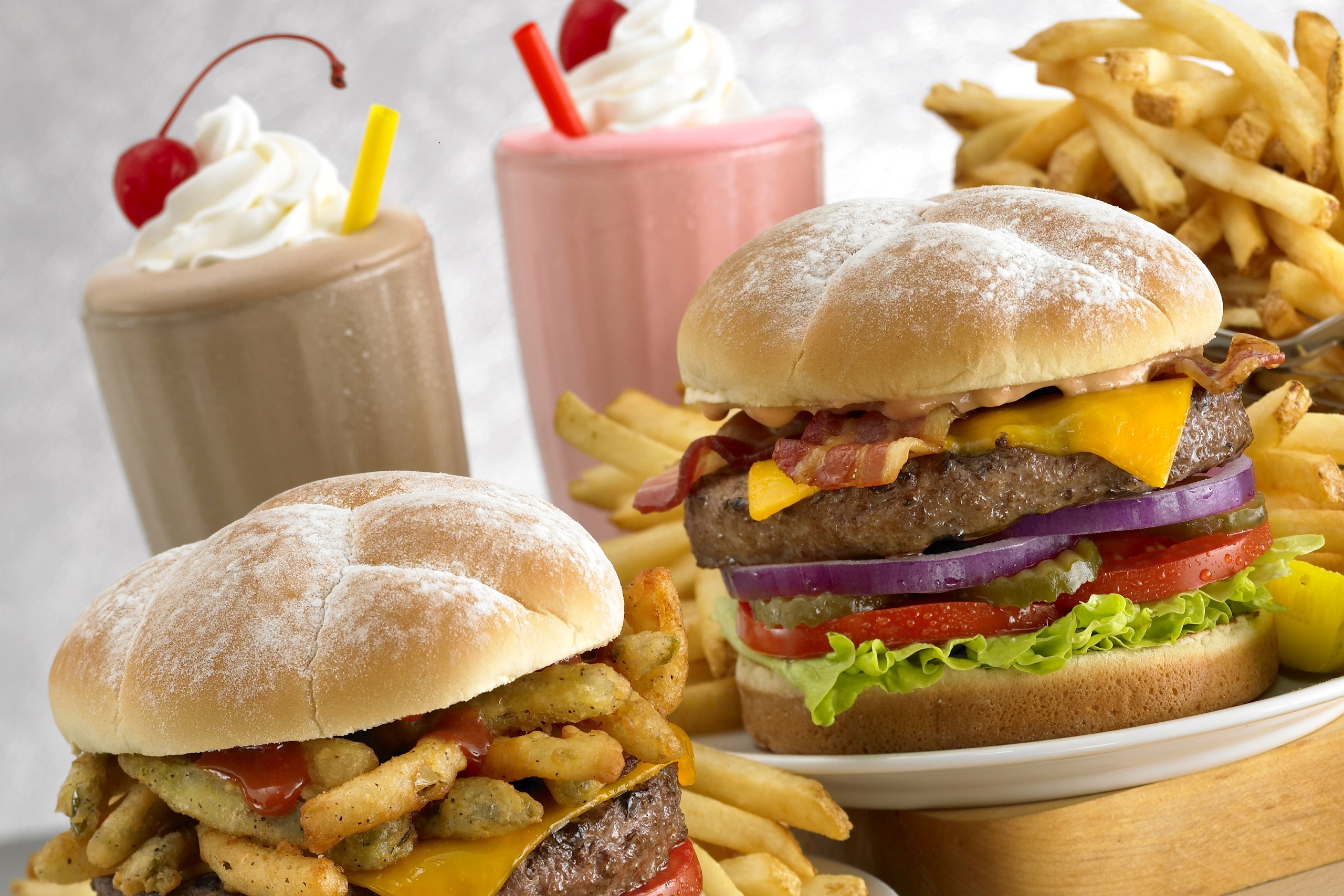 Burger and fries wallpaper, Delicious combo, Foodie's delight, High-quality resolution, 2560x1710 HD Desktop