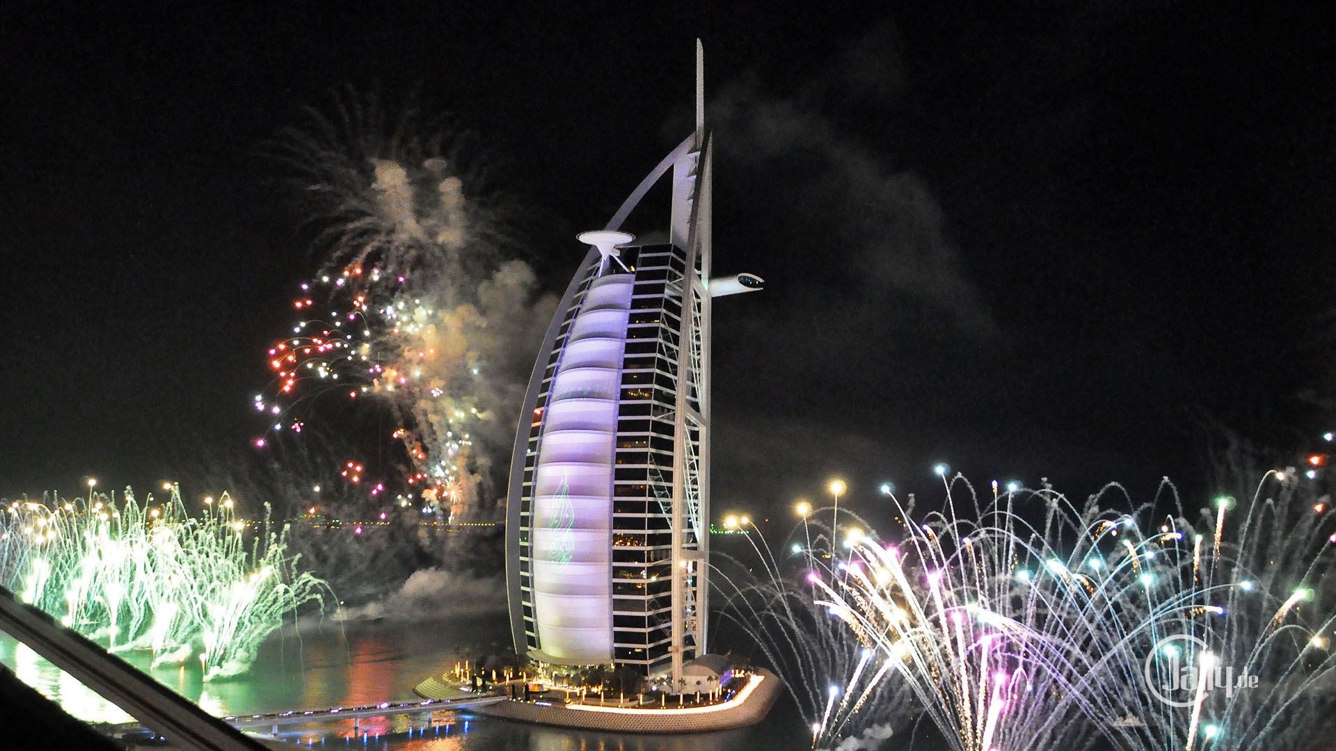 Burj al Arab Hotel Dubai, Silvester feuerwerk, Vereinigte Arabische Emirate, Travels, 1920x1080 Full HD Desktop