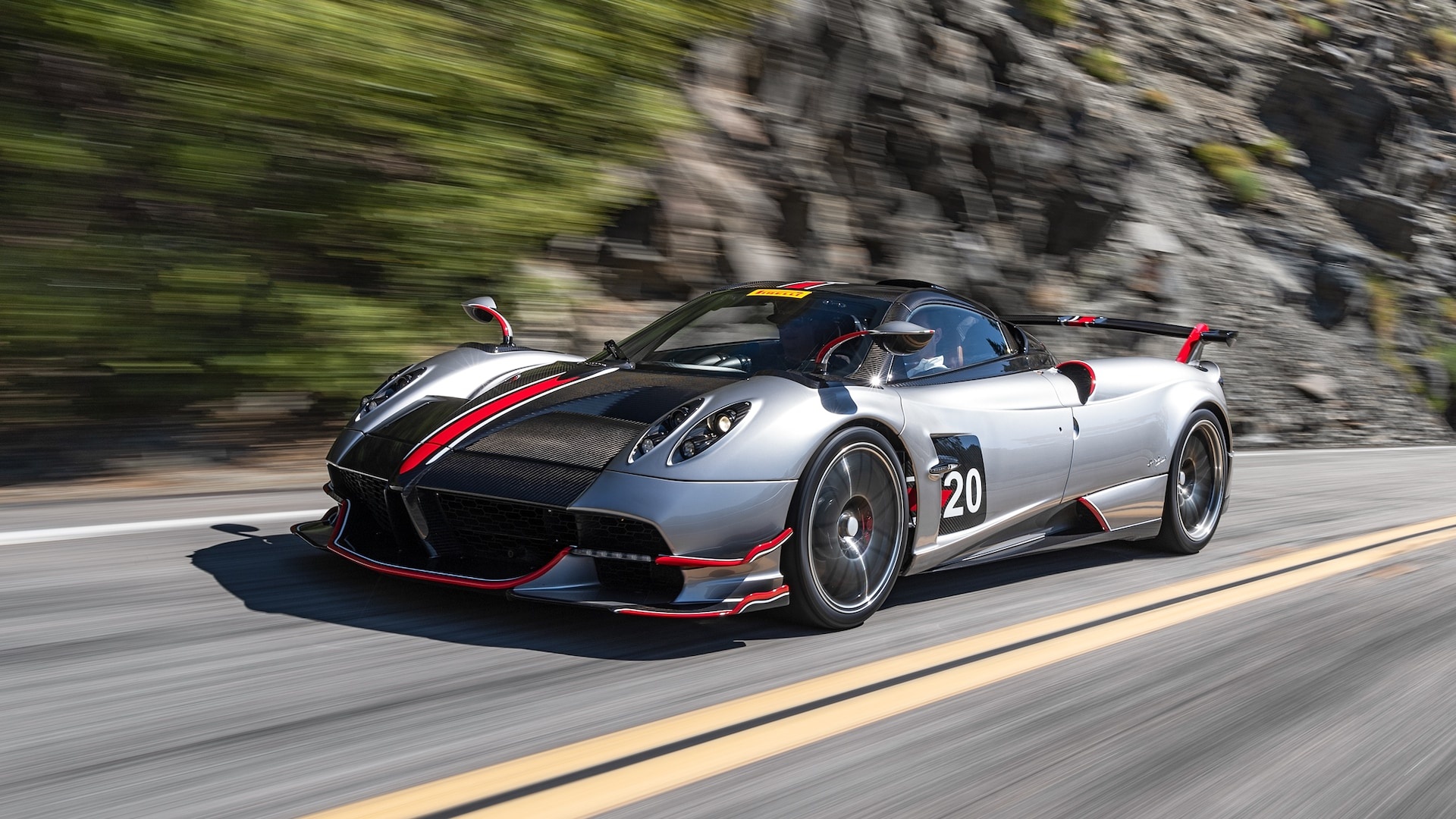 Pagani Huayra BC, Winding mountain highway, Carbon fiber aero kit, Full HD Desktop wallpaper