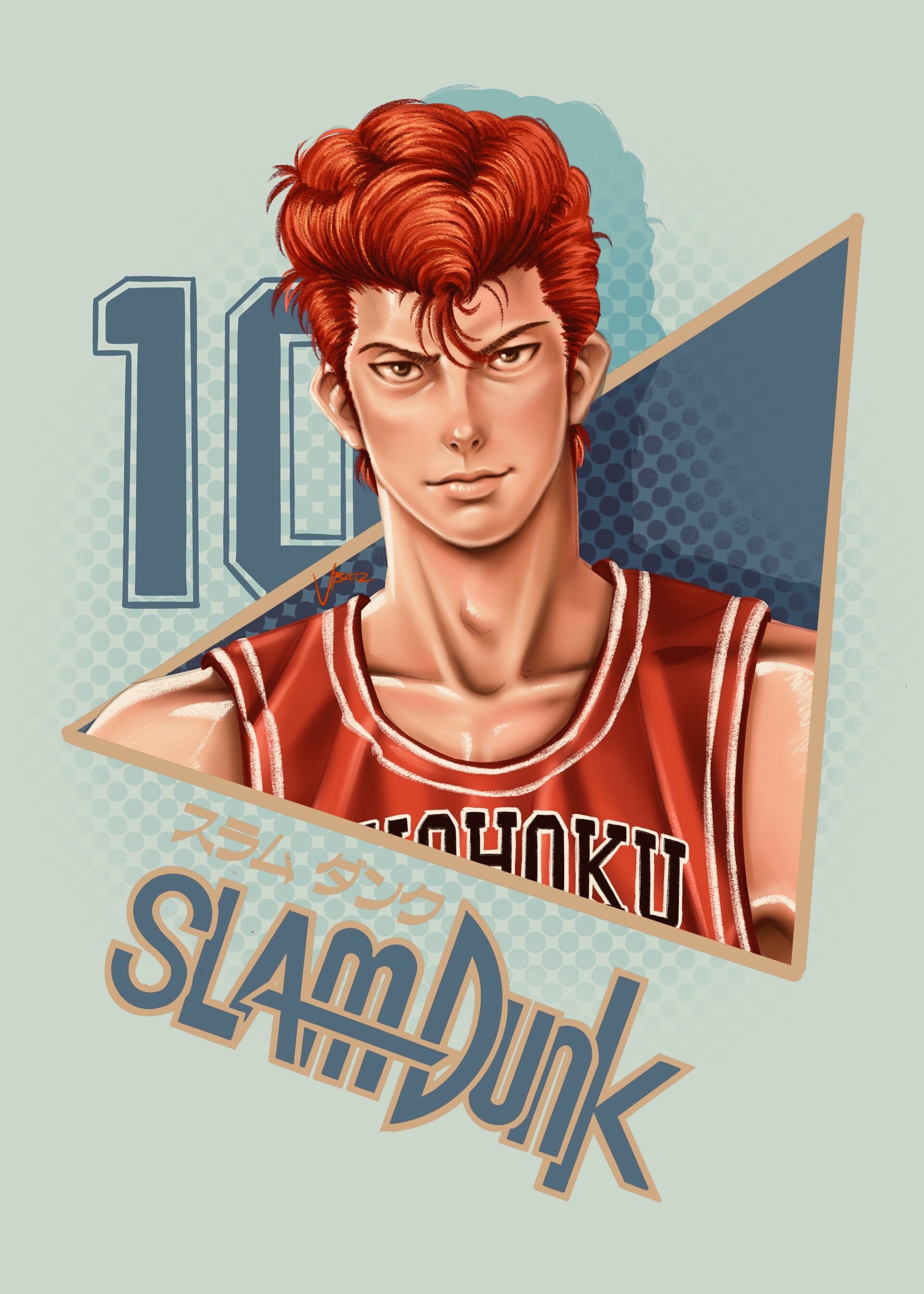 Hanamichi Sakuragi, Shohoku basketball jersey, SLAM Dunk text, HD Phone wallpaper