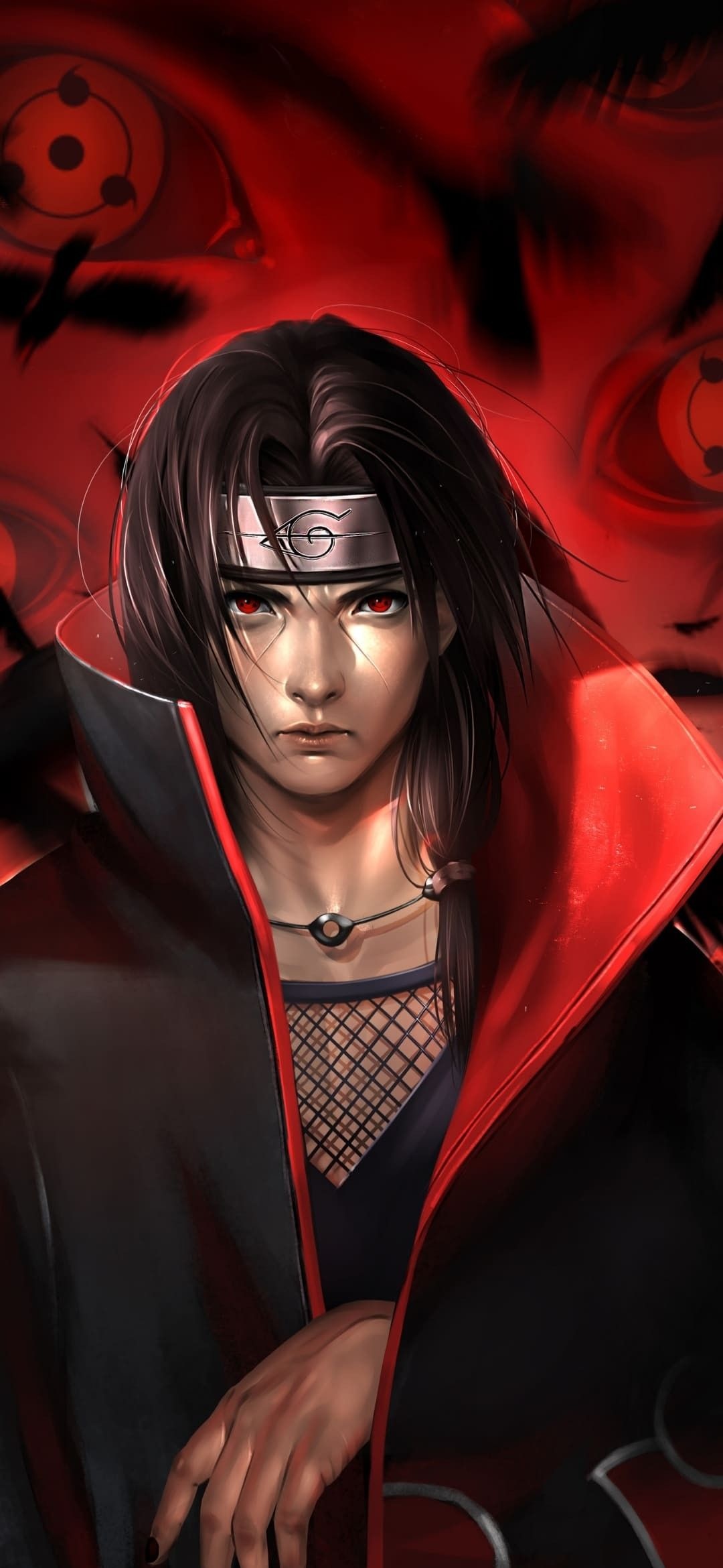 Itachi Uchiha, Akatsuki cloak, Sharingan eyes, HD Phone wallpaper