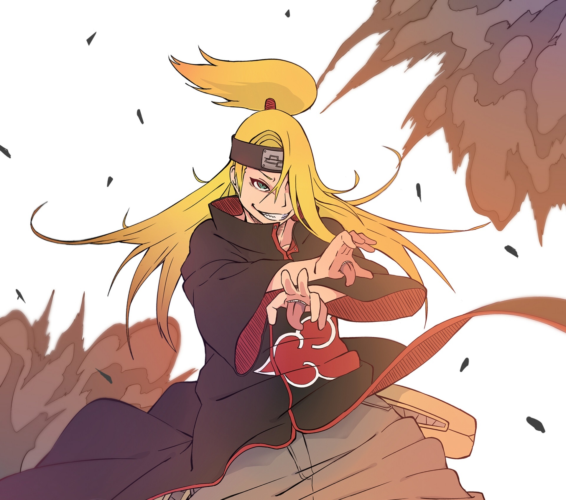 Deidara, Akatsuki cloak, Iwagakure headband, HD Desktop wallpaper
