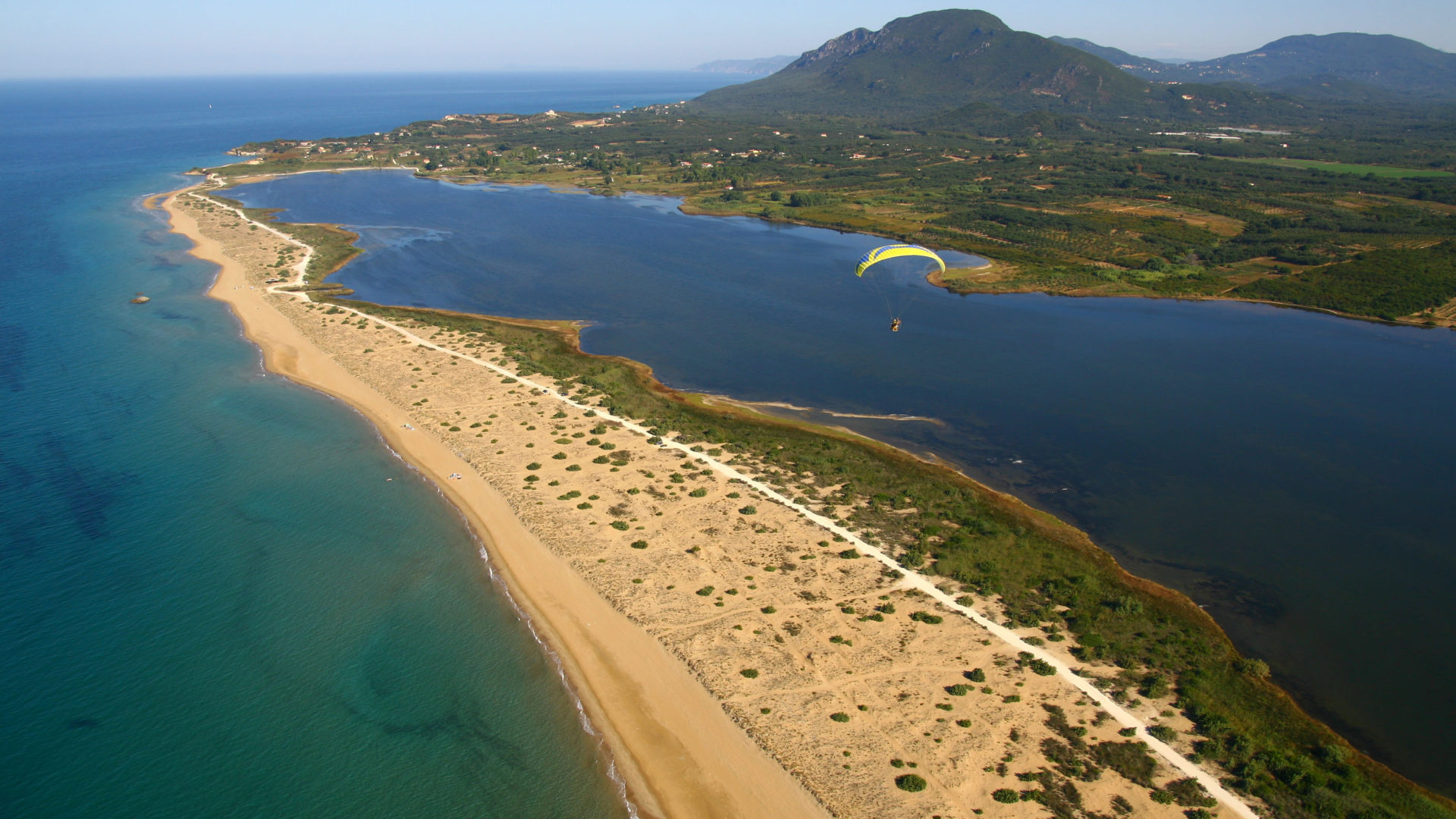 Beach Halikuna, West coast, Corfu, Xfce desktop, 1920x1080 Full HD Desktop