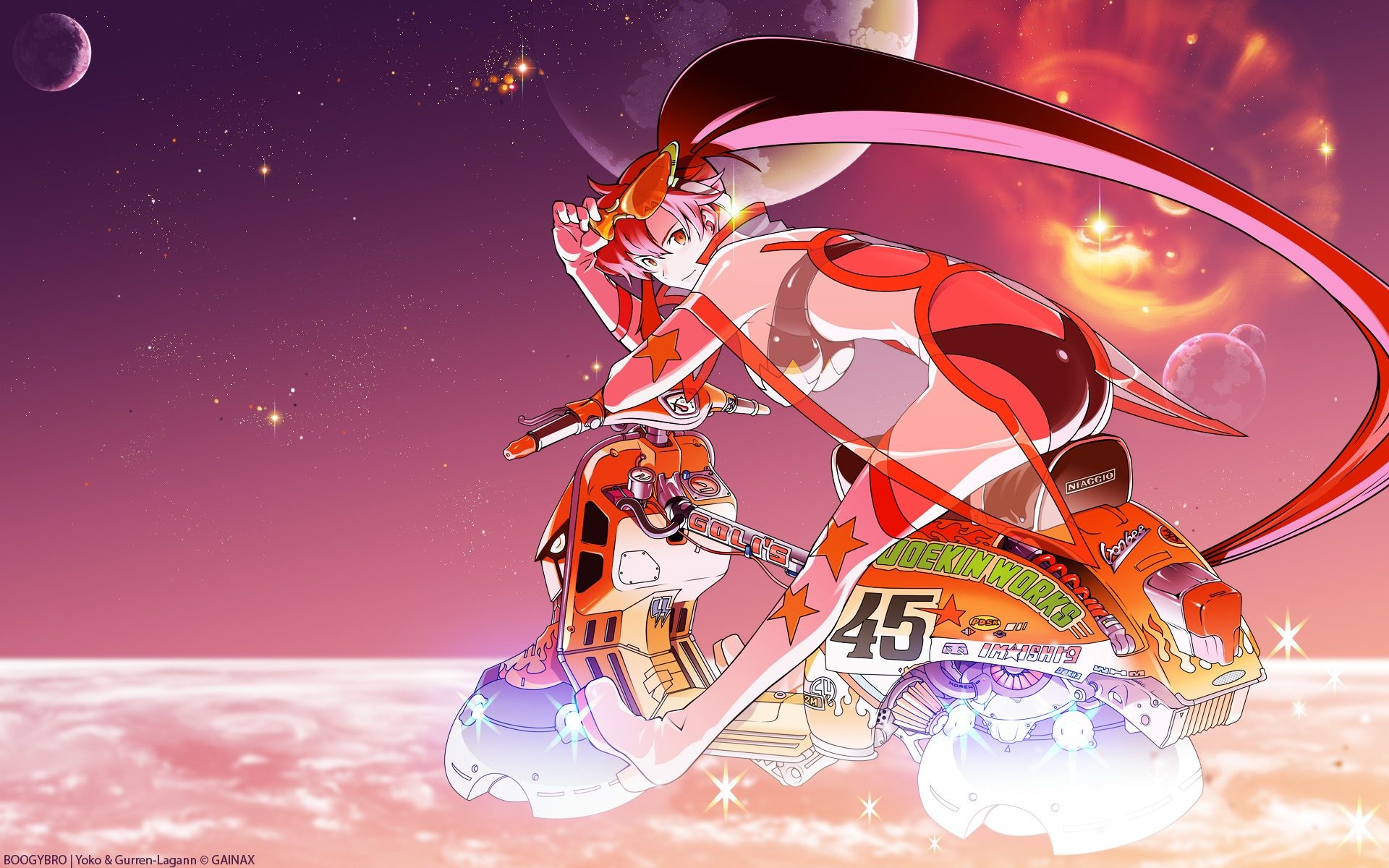 Yoko from Gurren Lagann, Powerful anime character, Bold personality, Vibrant backdrop, 1920x1200 HD Desktop