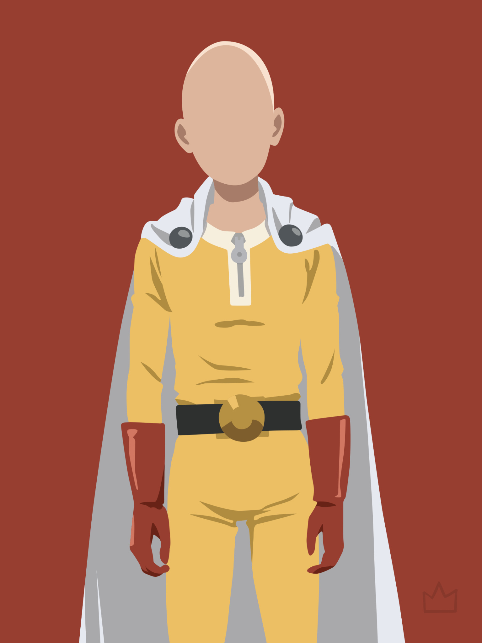 Saitama One-Punch Man, Yellow superhero suit, Minimalist vector portrait, HD Phone wallpaper