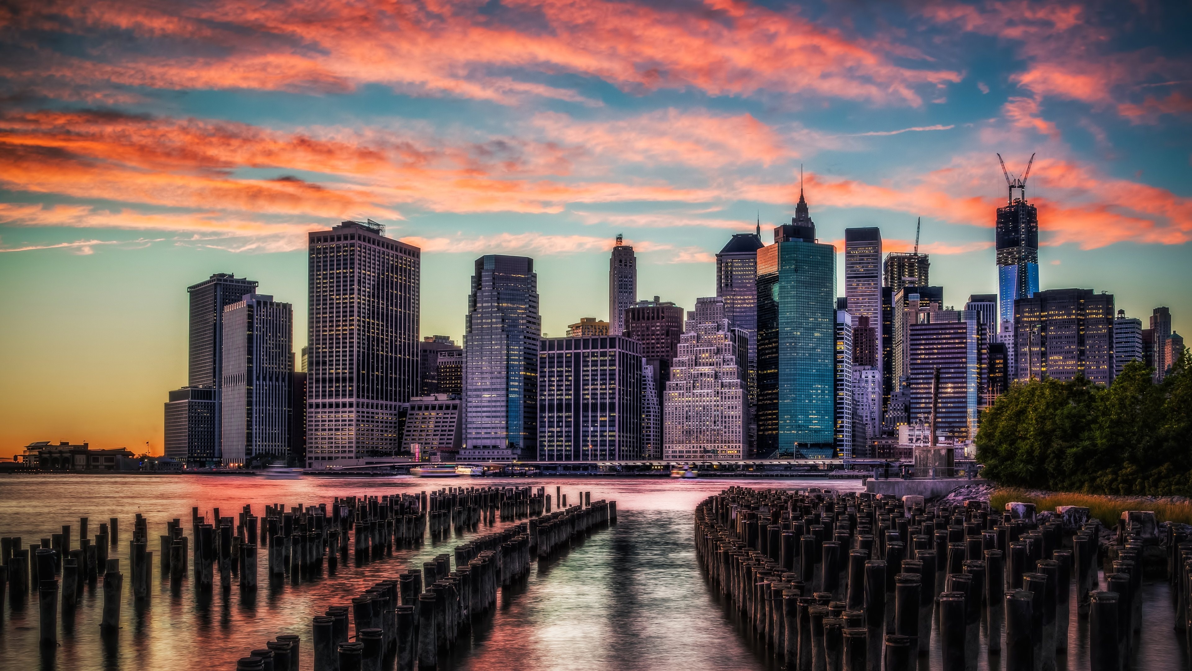 Brooklyn Bridge Park, New York Skyline Wallpaper, 3840x2160 4K Desktop