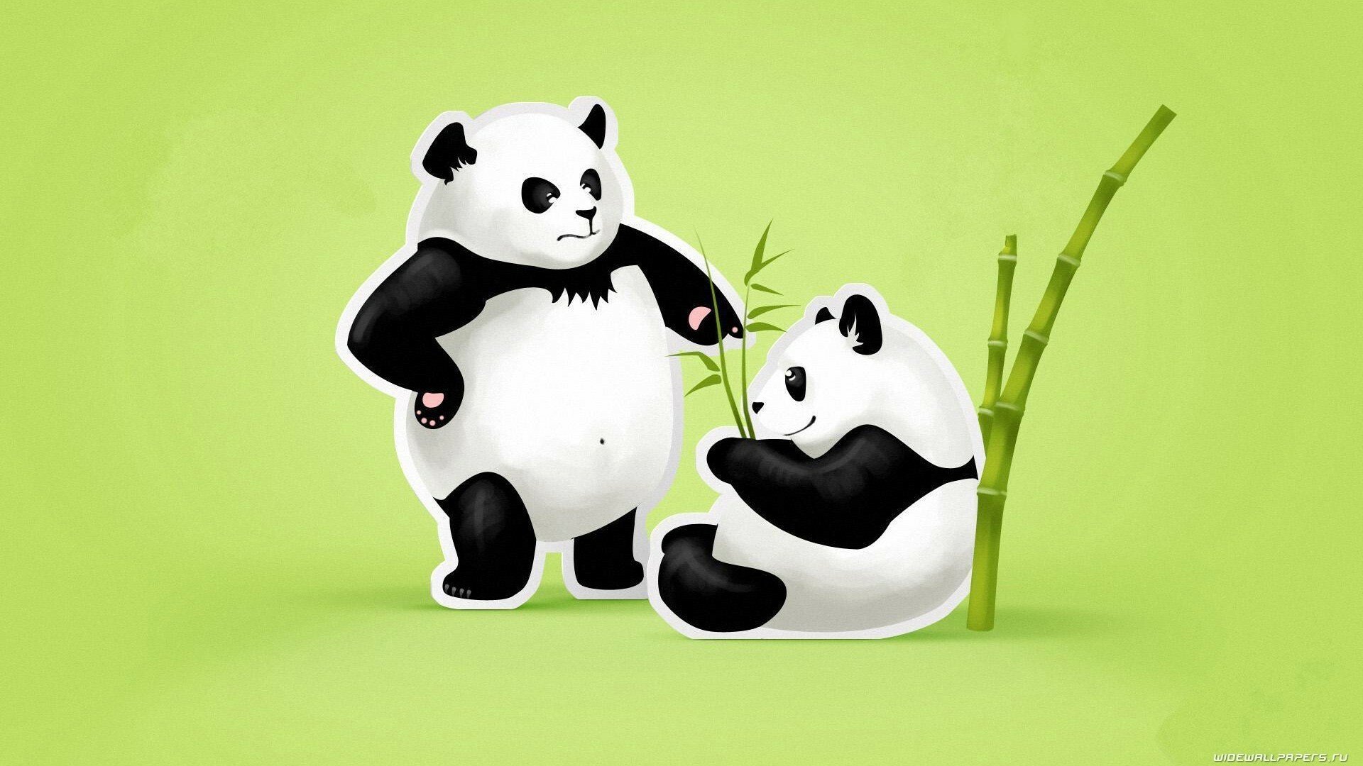 Minimalist pandas, Clean and simple, Artistic wallpapers, Elegantly designed, 1920x1080 Full HD Desktop