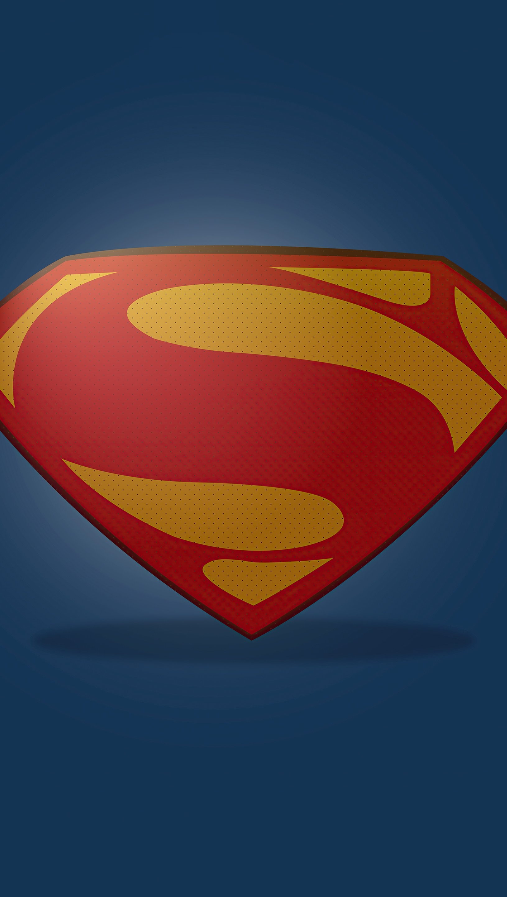 Superman shield emblem, textured red yellow insignia, dark blue gradient background, HD Phone wallpaper