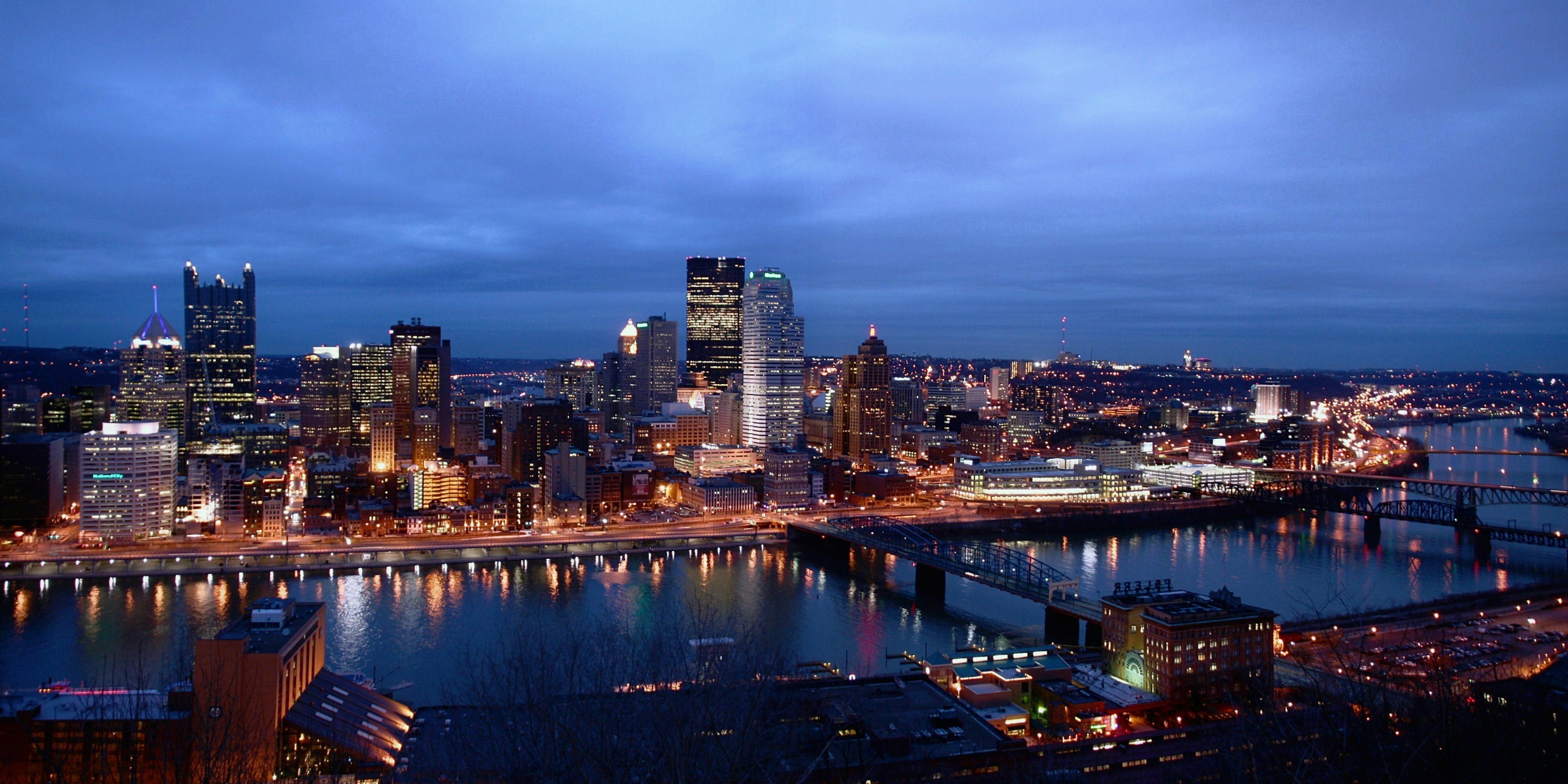 Pittsburgh HD wallpaper, High-quality image, Ryan Walker photography, Digital art, 3340x1670 Dual Screen Desktop