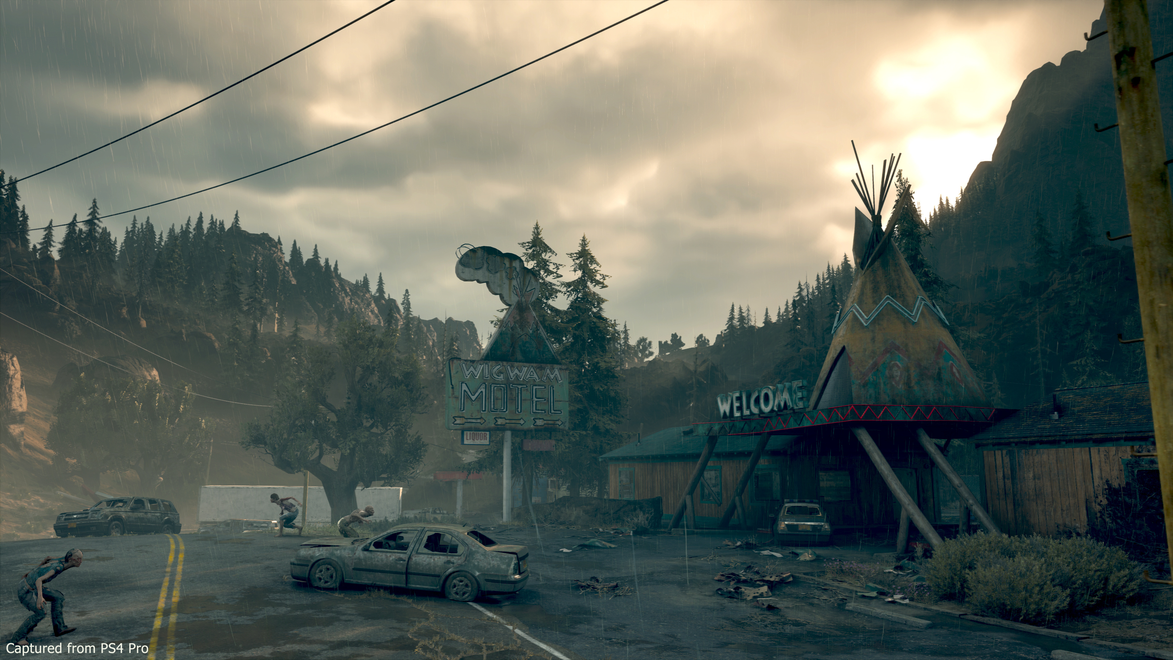 WIGWAM MOTEL sign, Days Gone Freakers, abandoned teepee roadside motel, 4K Desktop wallpaper