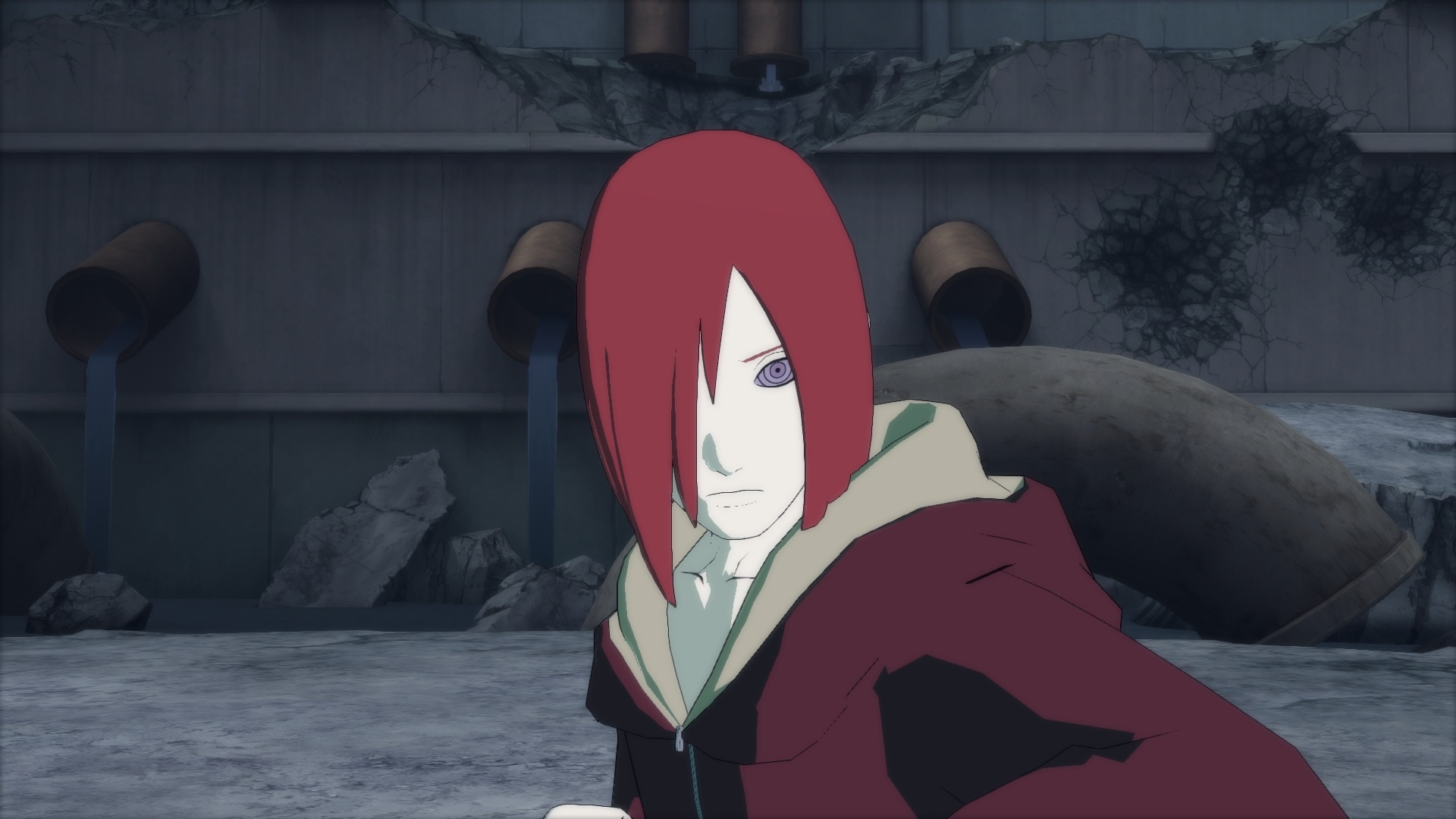 Nagato, Akatsuki cloak, Red hair, Rubble backdrop, Full HD Desktop wallpaper