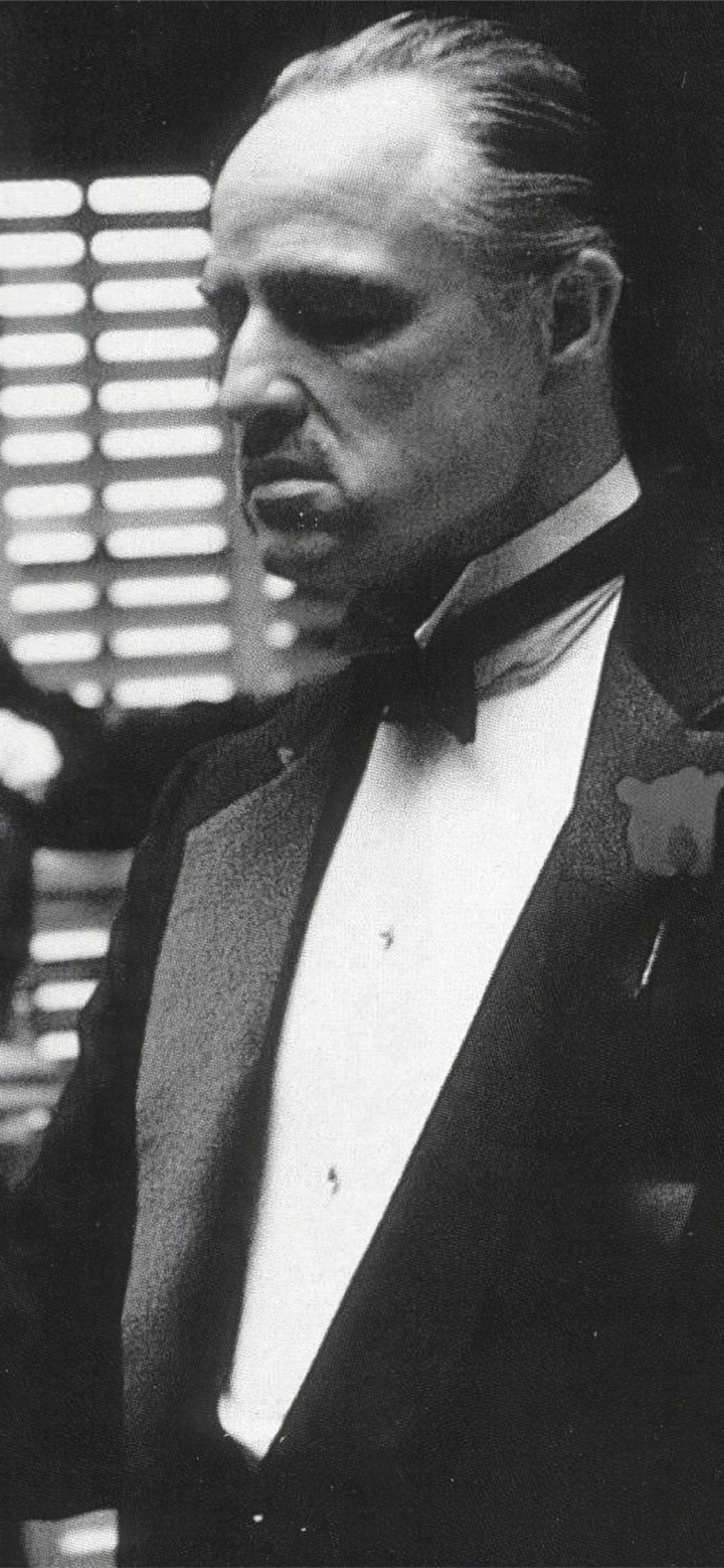 Francis Ford Coppola, Vito Corleone, The Godfather, Monochrome Wallpaper, 1130x2440 HD Phone