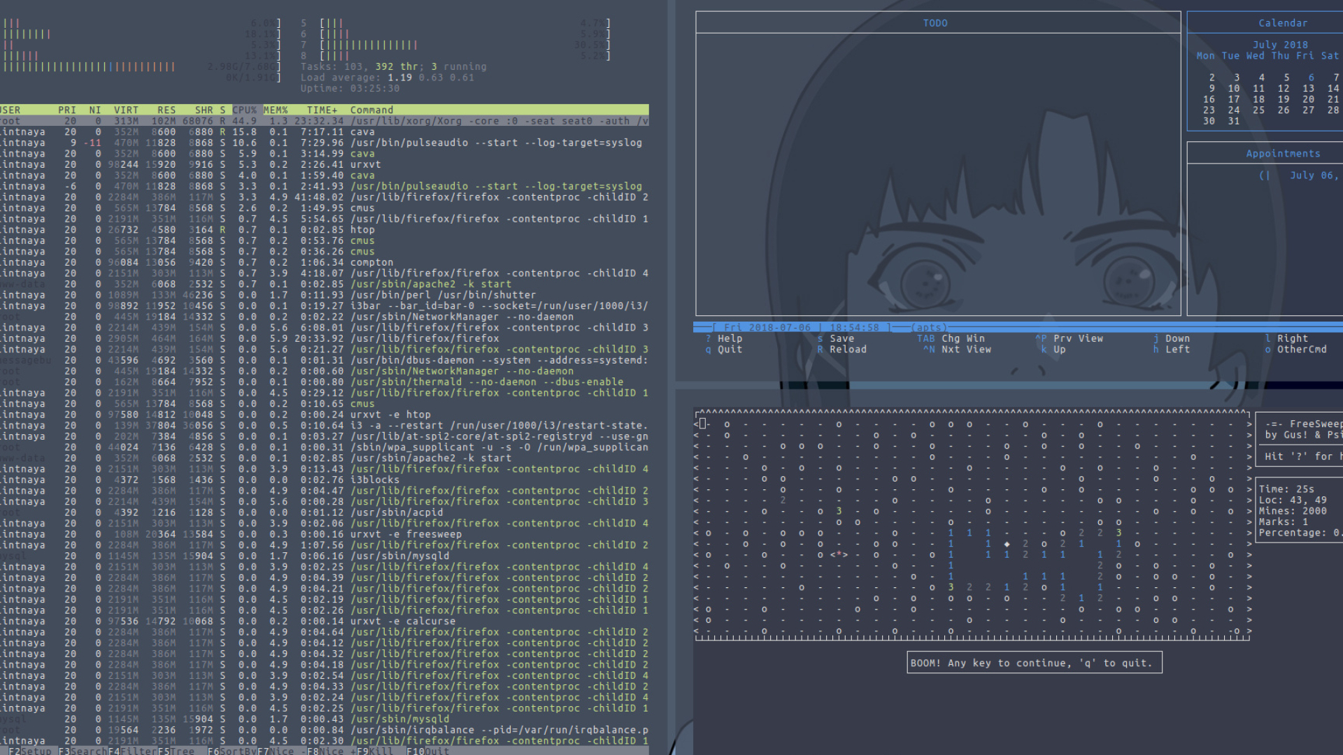 I3wm rice, Bluelain theme, Lain's influence, Github repository, 1920x1080 Full HD Desktop