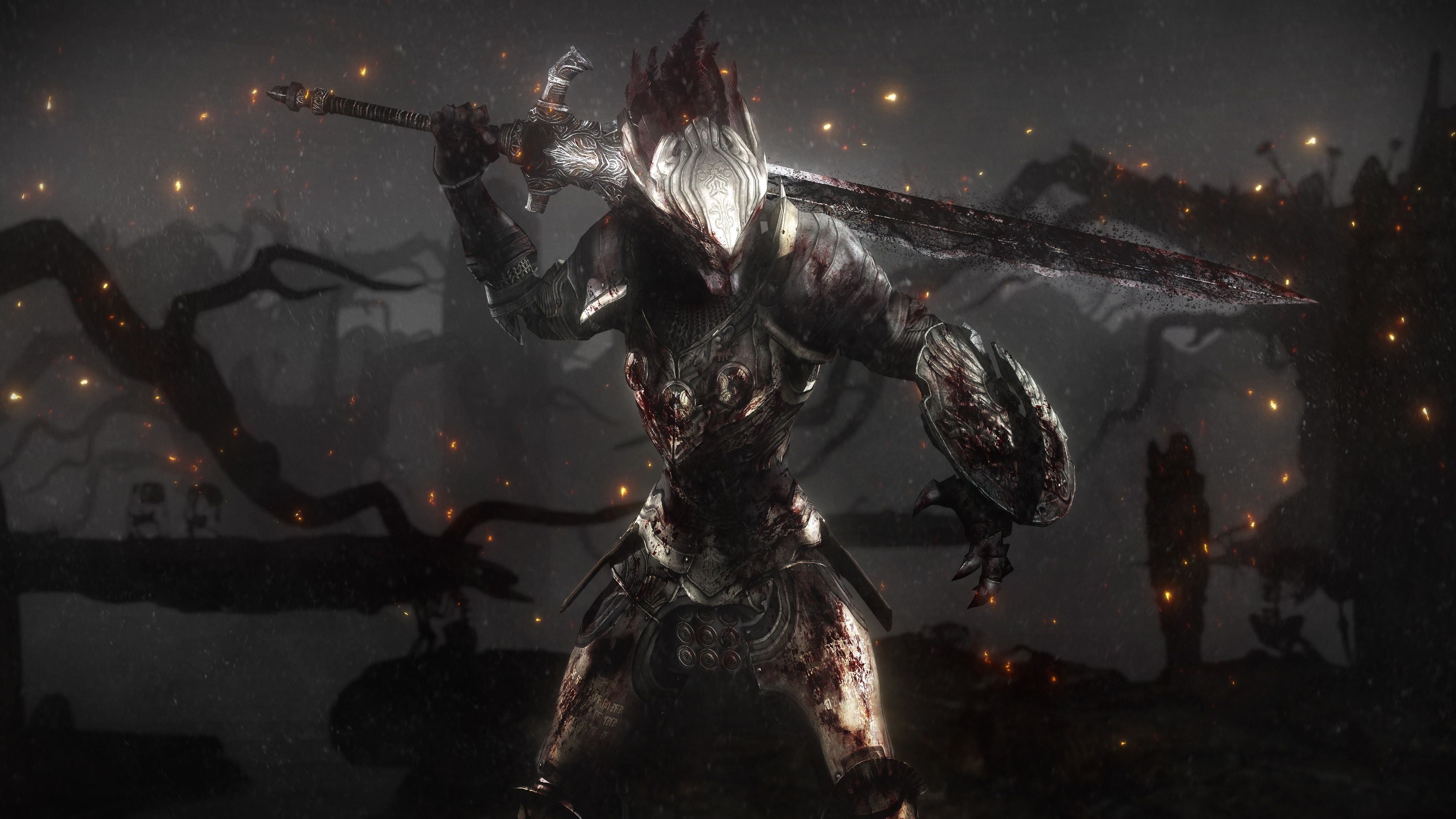 Dark Souls III, Mythology, Sword, Shield, PC Game, 4K Desktop wallpaper