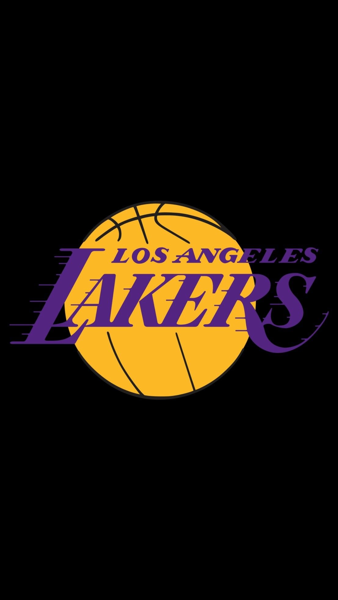 Los Angeles Lakers logo, Purple script over basketball, Plain black backdrop, HD Phone wallpaper