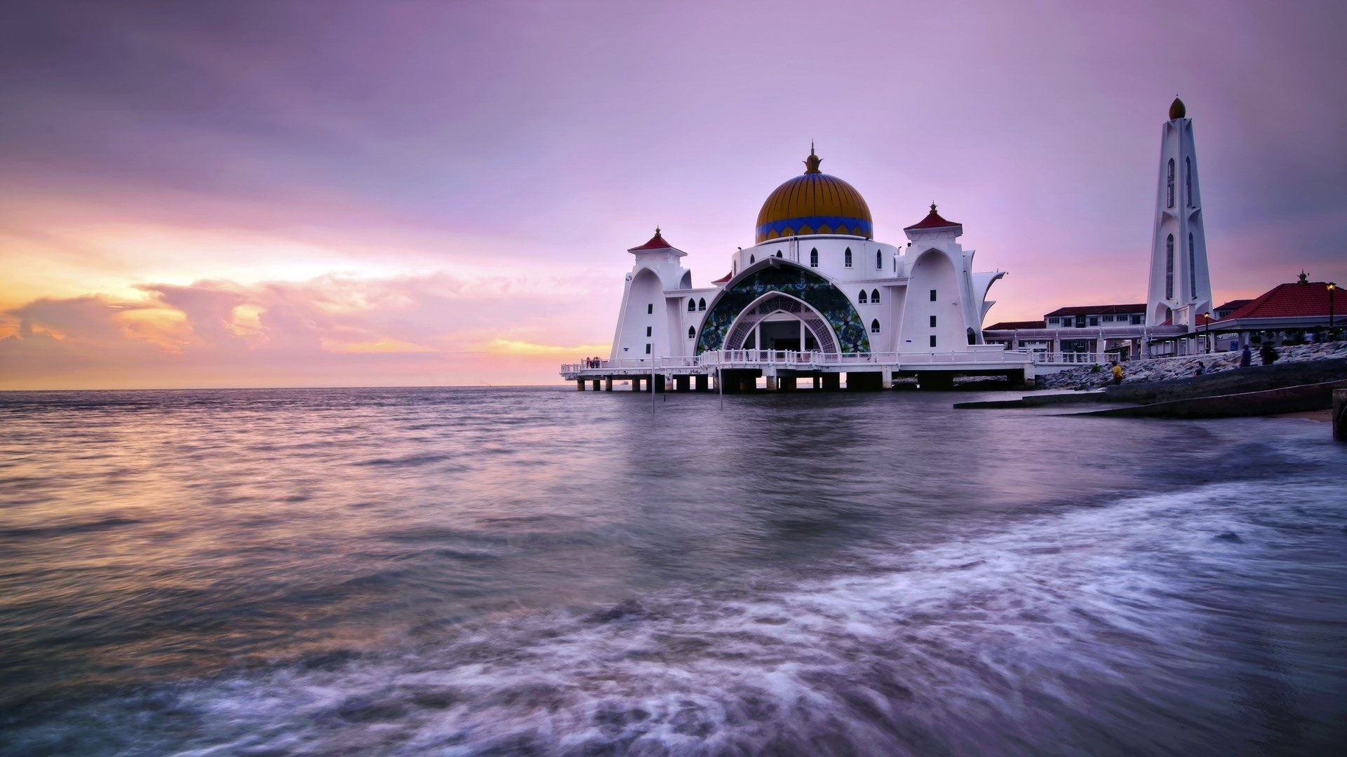 Malaysia, Malacca Straits Mosque, HD wallpaper, 1920x1080 Full HD Desktop