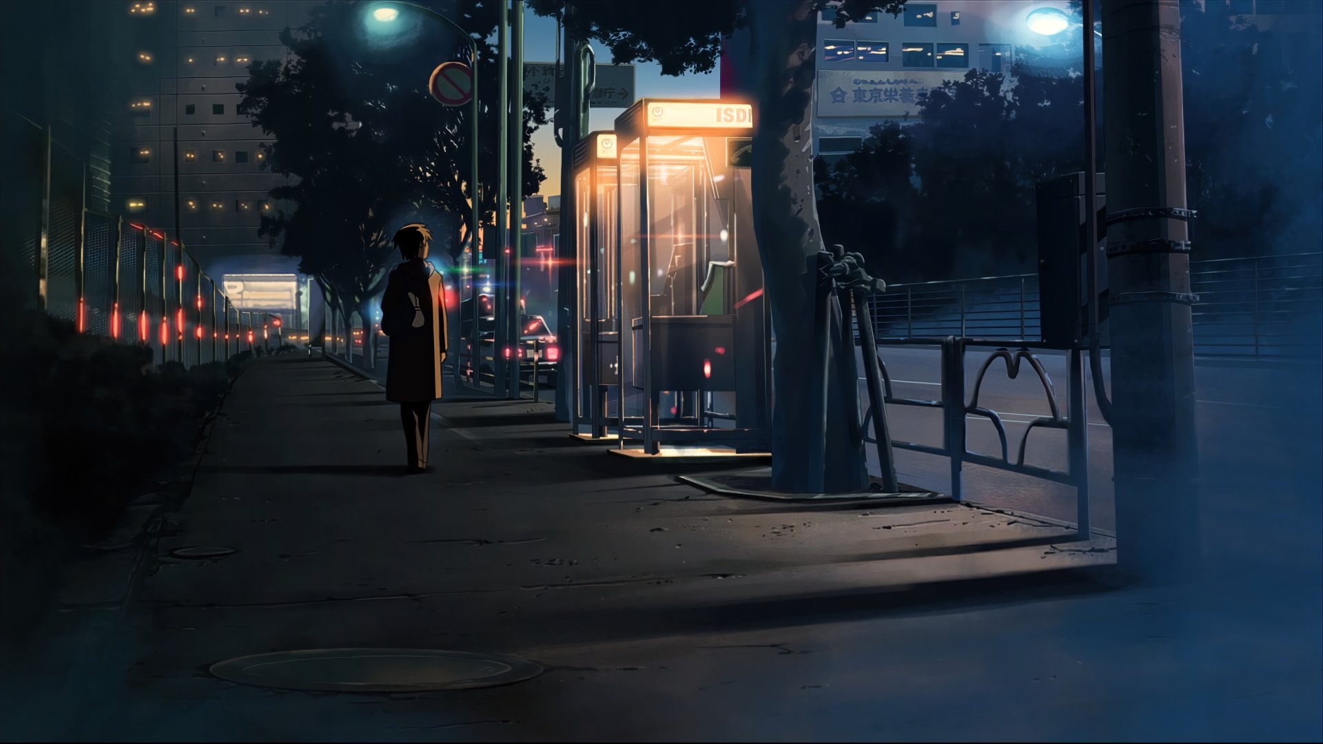 Takaki Tono, Illuminated telephone booth, 5 Centimeters per Second, Full HD Desktop wallpaper