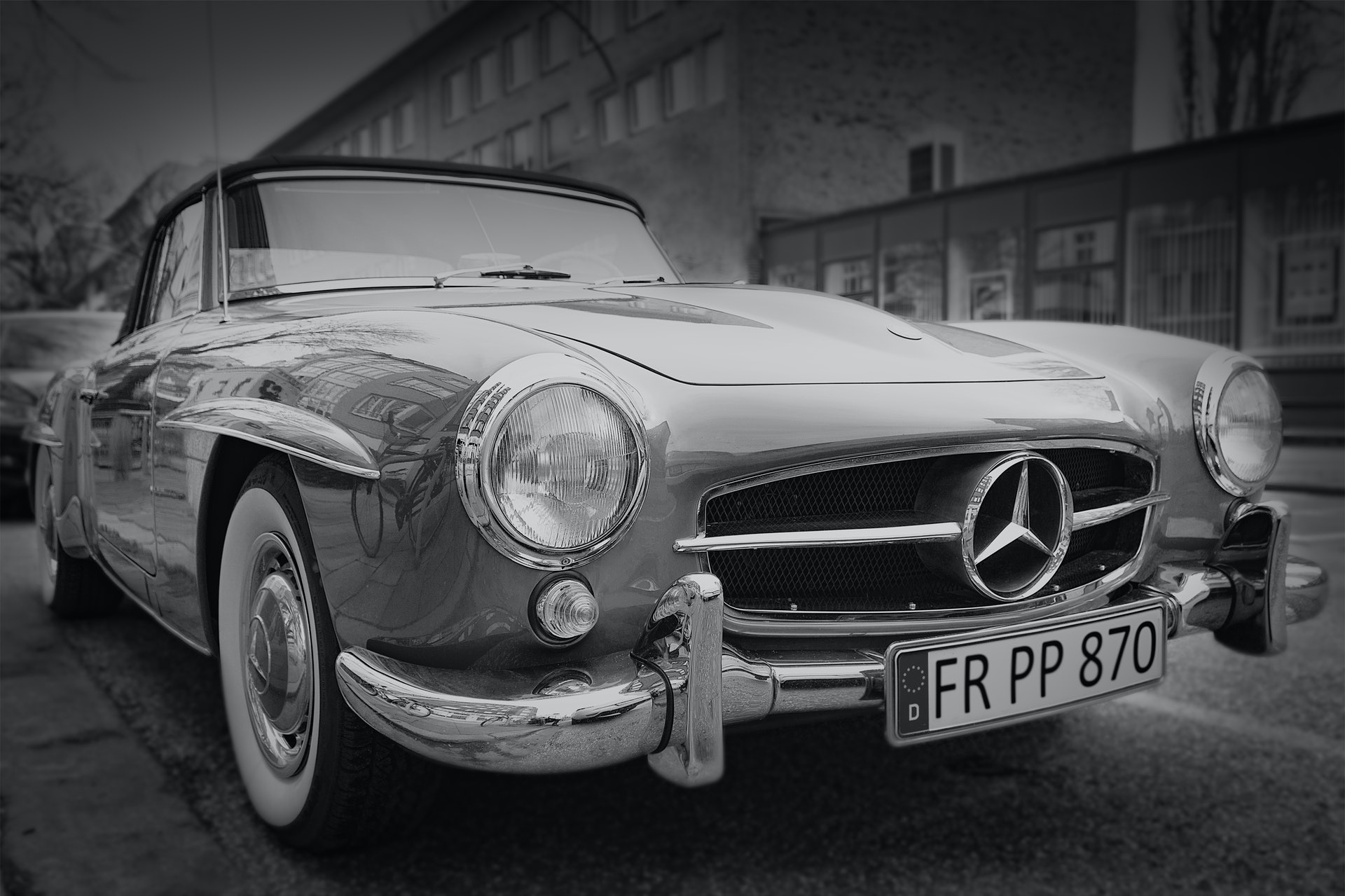 Mercedes-Benz 190SL Roadster, FR PP 870 license plate, whitewall tires, HD Desktop wallpaper