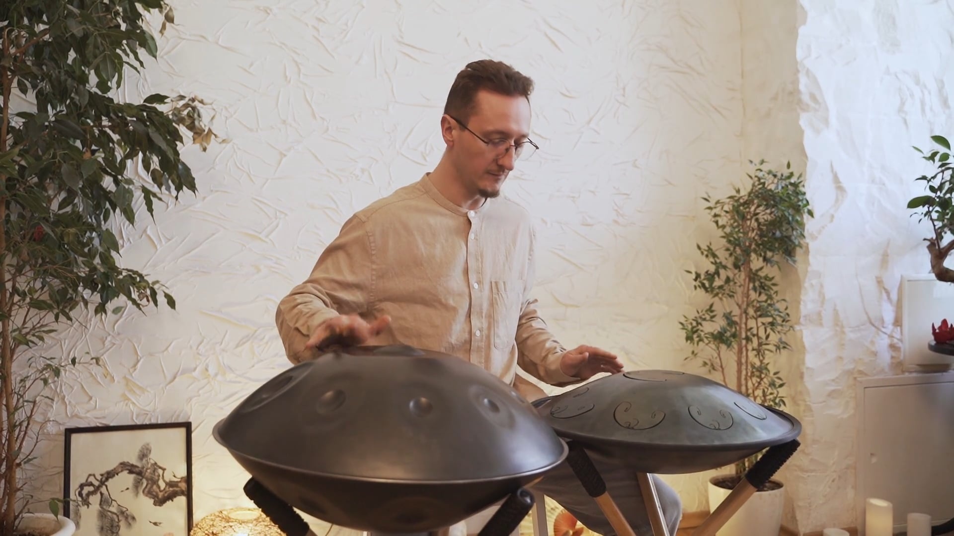 Man playing steel tongue drums, Free stock video, Rhythmic beats, Melodic instrument, 1920x1080 Full HD Desktop