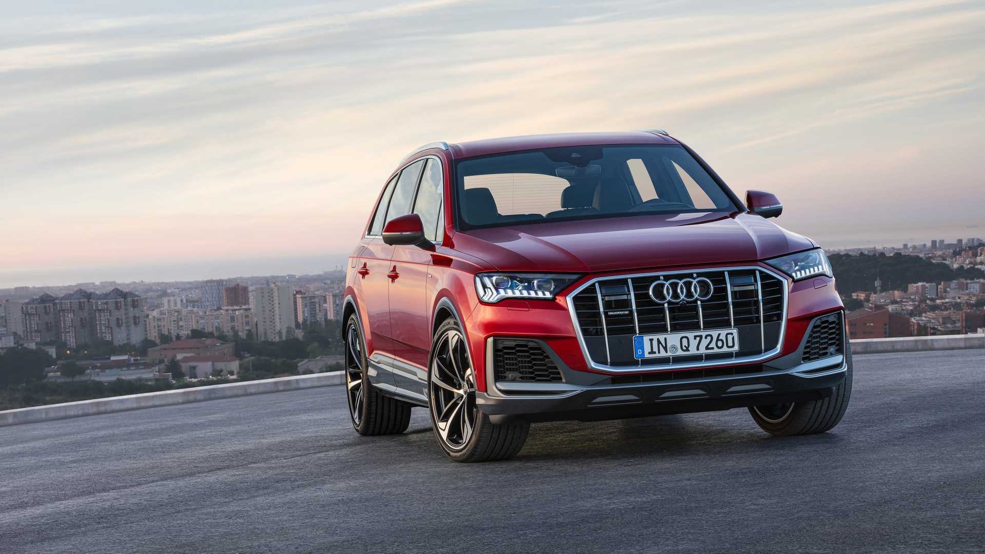 Audi Q7, 2020 audi q7, color matador red, 1920x1080 Full HD Desktop