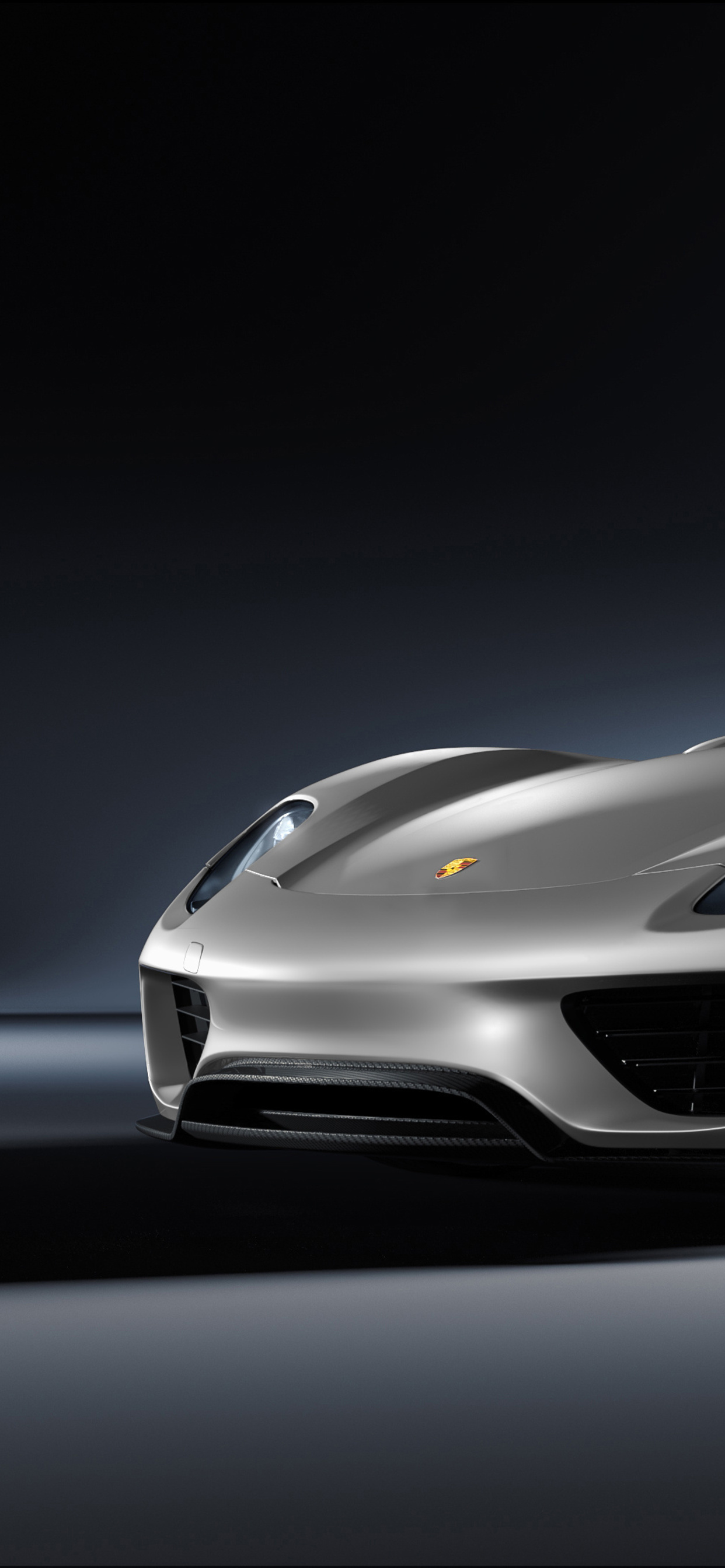 Porsche 918 Spyder, Porsche crest emblem, Dark studio backdrop, HD Phone wallpaper