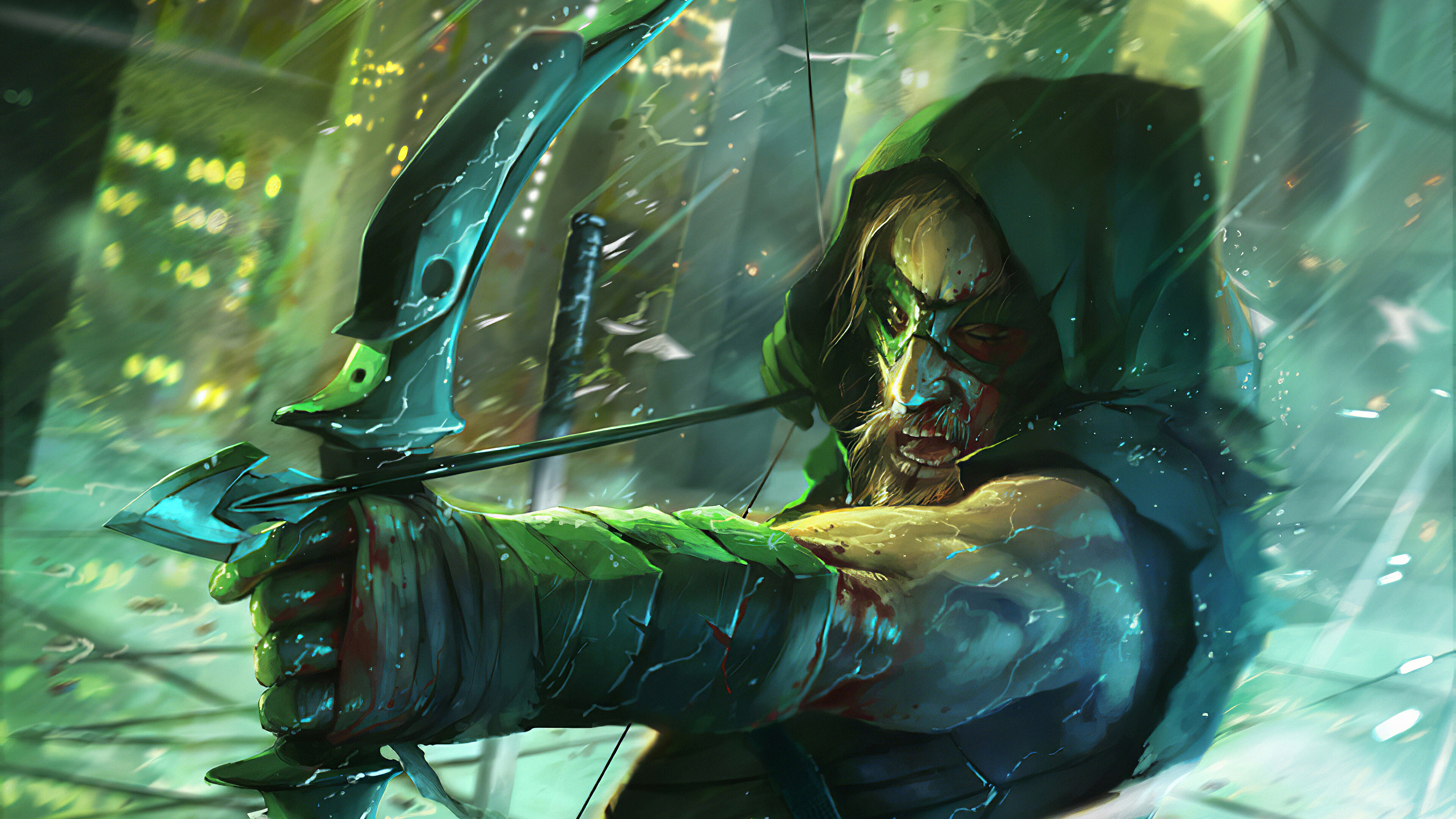 Green Arrow, Ultra HD background, High resolution image, Heroic stance, 3840x2160 4K Desktop