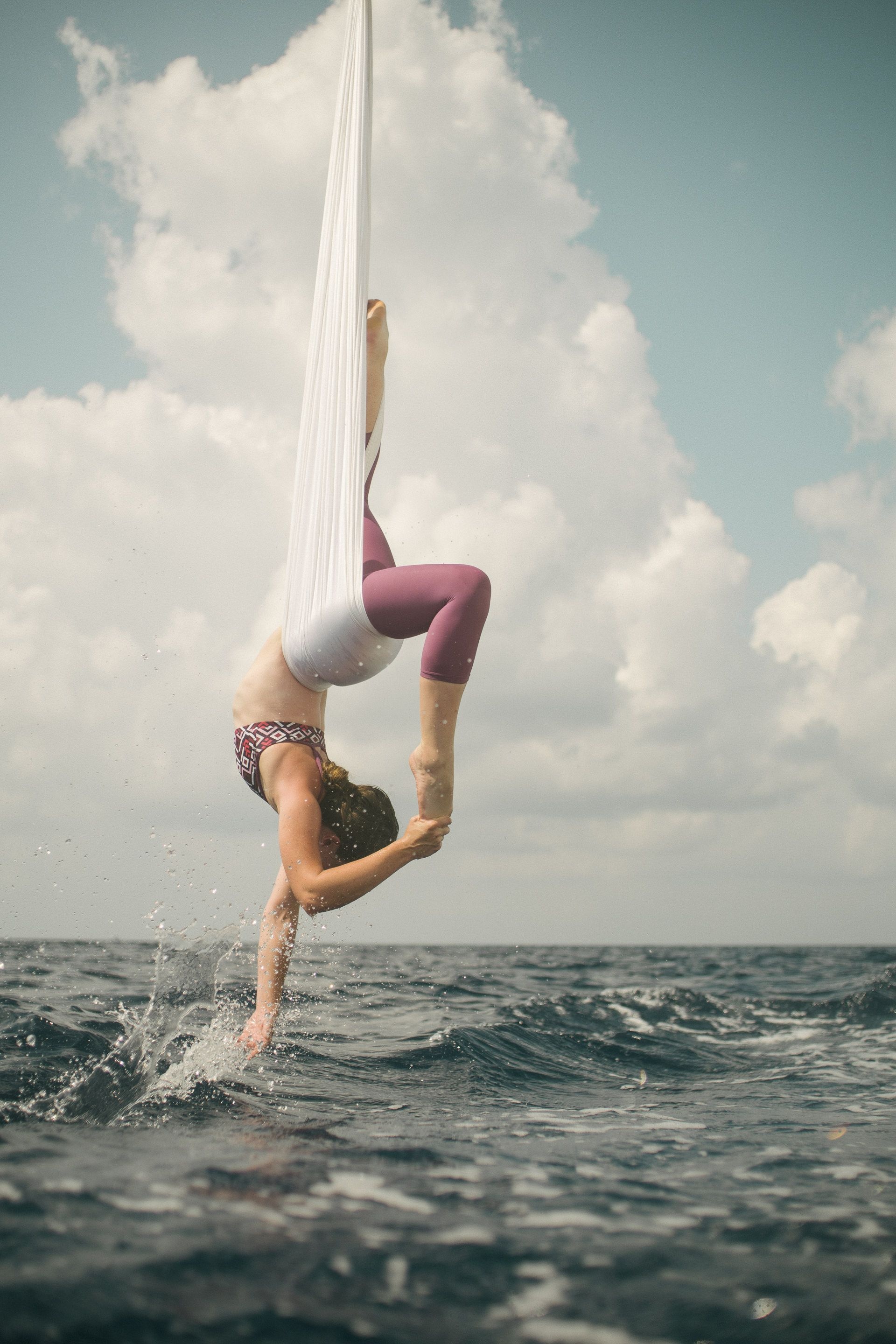 Sea sail and silk, Aerial yoga, Aerial dance, Serene movements, 1920x2880 HD Phone