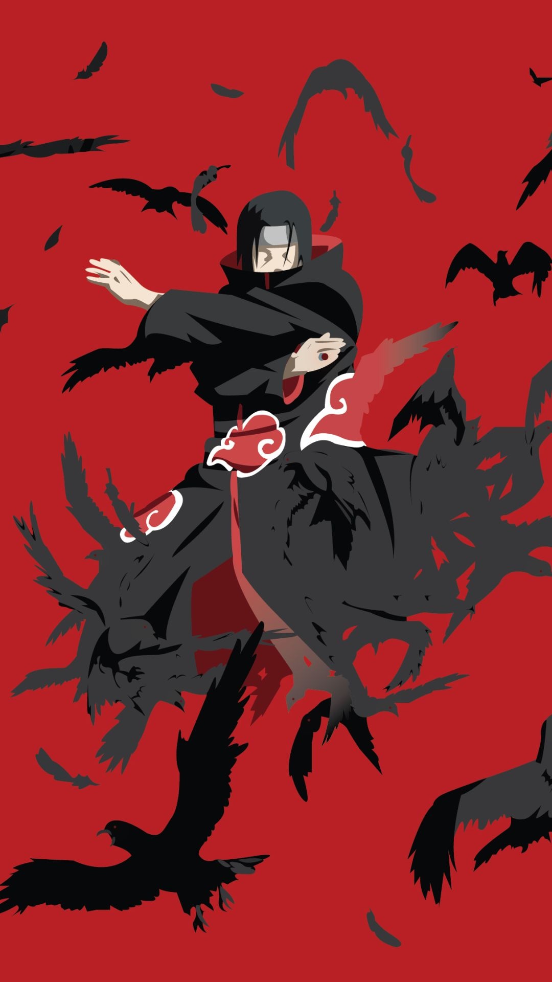 Itachi Uchiha, Akatsuki cloak, Crow Clone Technique, Full HD Phone wallpaper