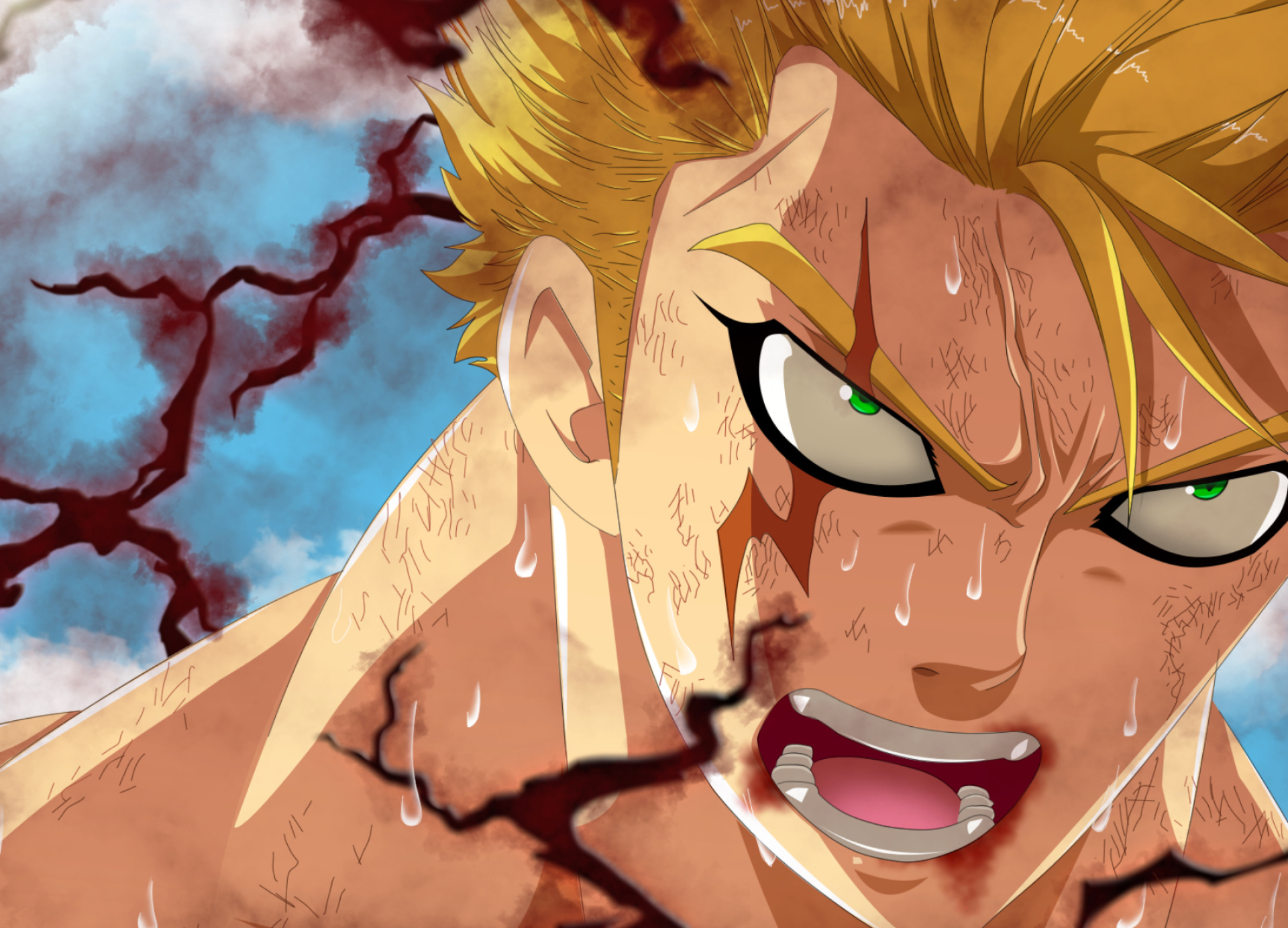 Laxus Dreyar, Electromaster, Mythical energy, Dazzling background, 1920x1390 HD Desktop