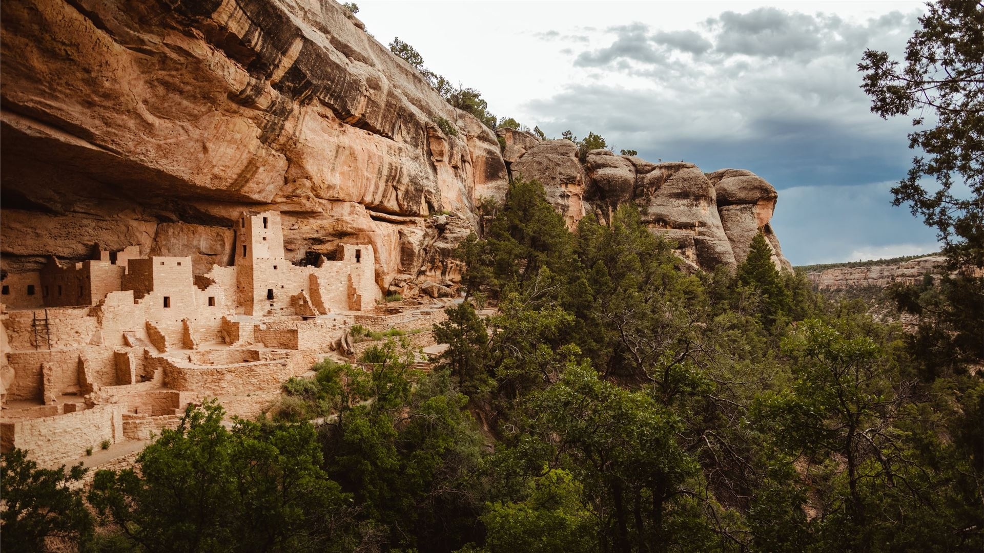 Green trees, Brown rocky mountain, Daytime, MacBook Air wallpaper, 1920x1080 Full HD Desktop