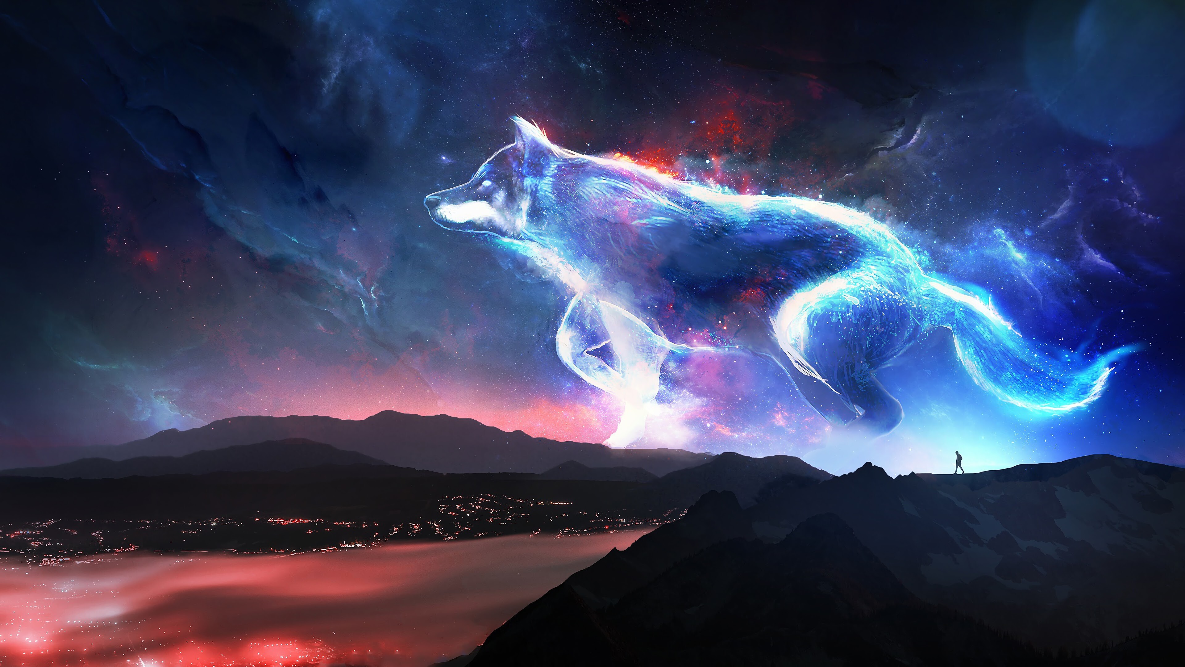 Wolf fantasy art, Mythical creature, Enchanting realm, Epic adventure, 3840x2160 4K Desktop