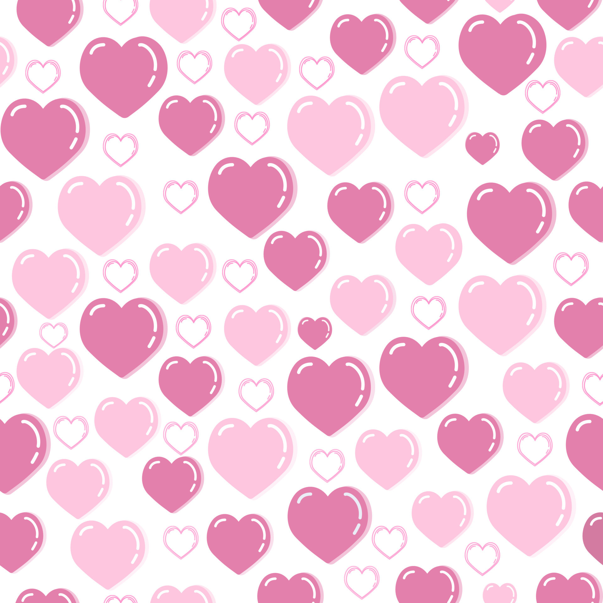 glossy pink hearts, pastel pink hearts, pink outline hearts, HD Phone wallpaper