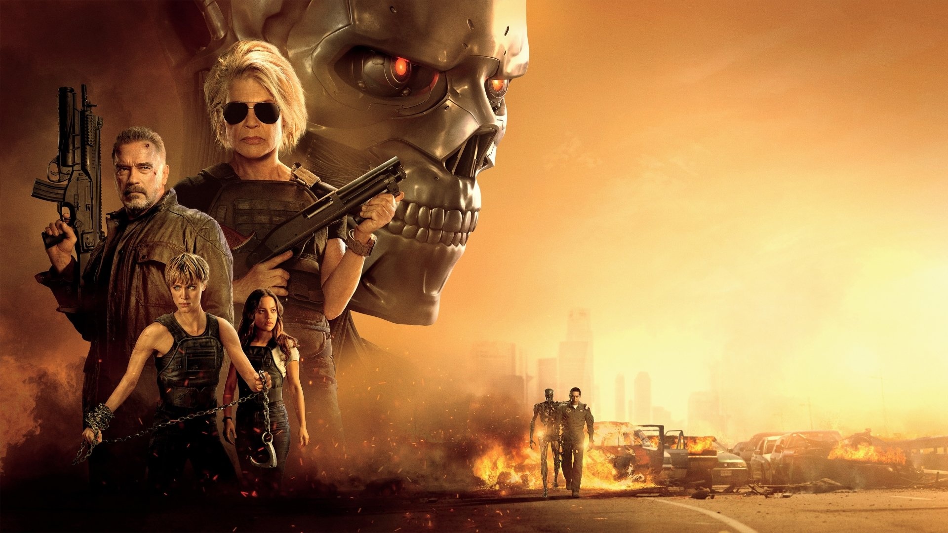 Terminator Dark Fate, HD wallpapers, Action-packed key art, Futuristic designs, 1920x1080 Full HD Desktop