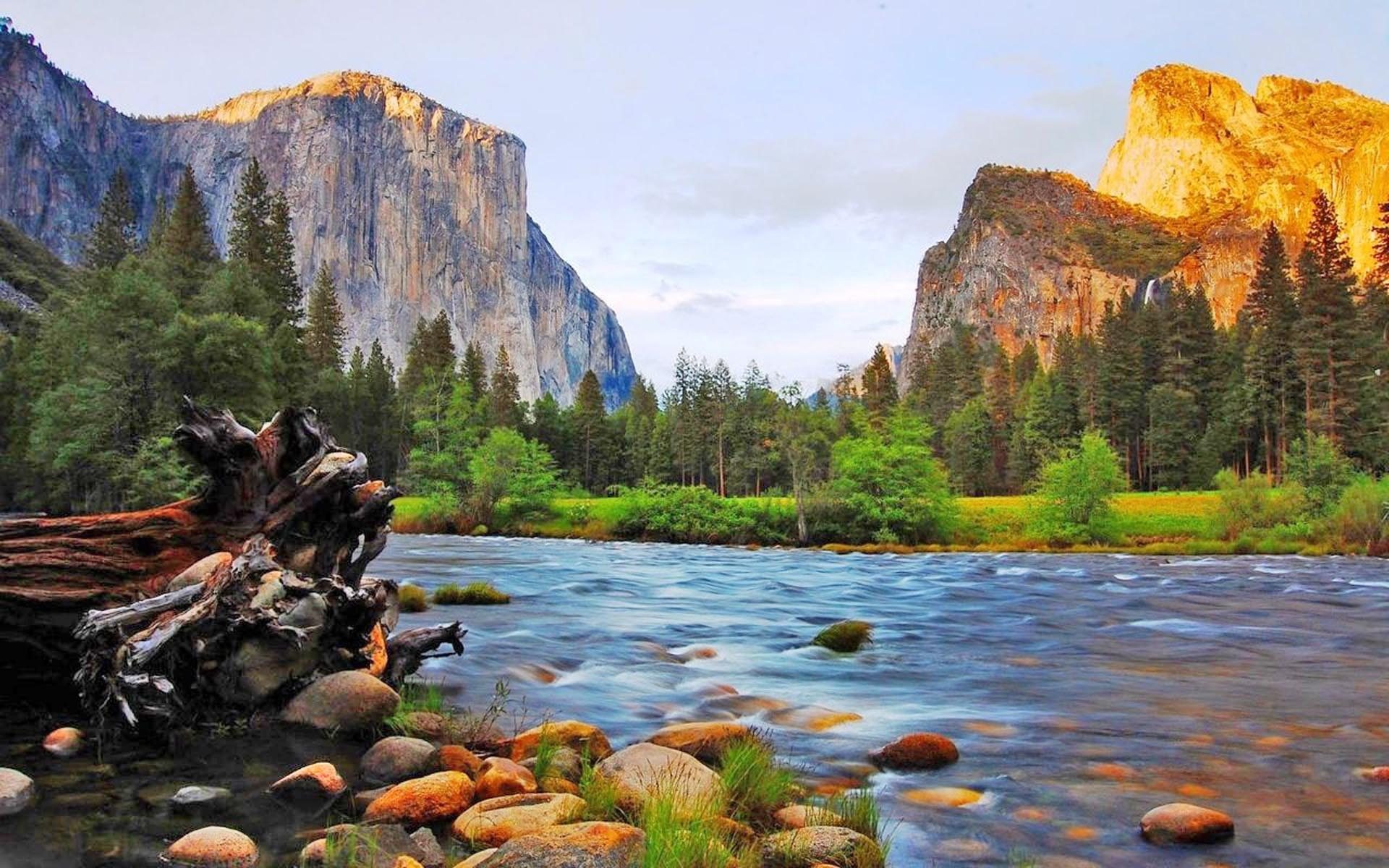 Yosemite National Park, Mercedes river, El Capitan, California USA, 1920x1200 HD Desktop