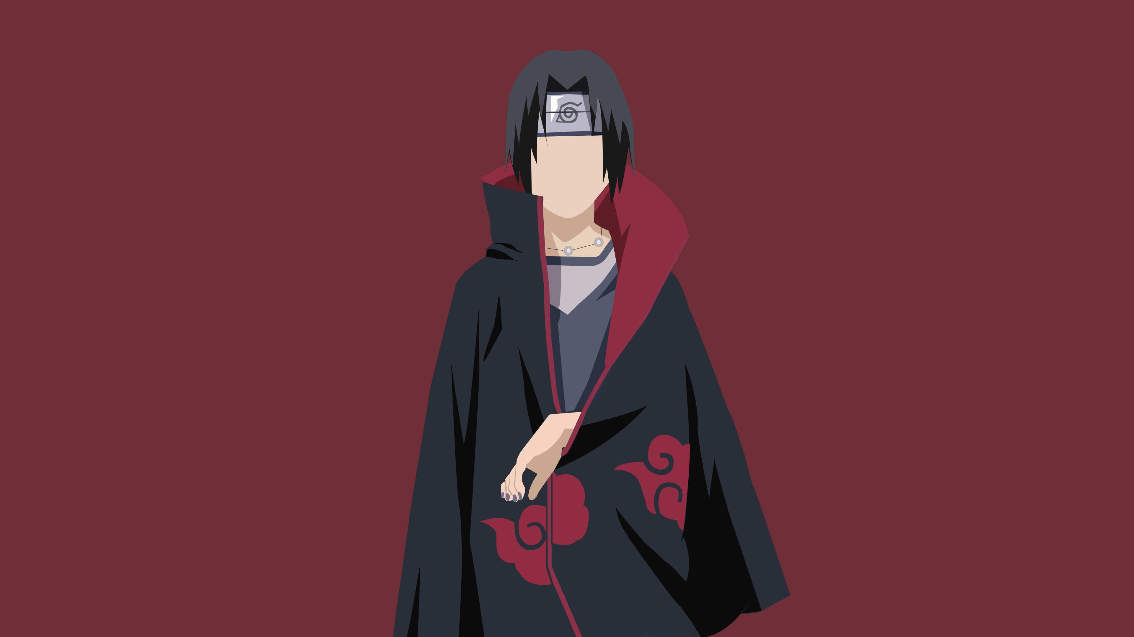 Itachi Uchiha, Akatsuki cloak, slashed Konoha headband, 4K Desktop wallpaper
