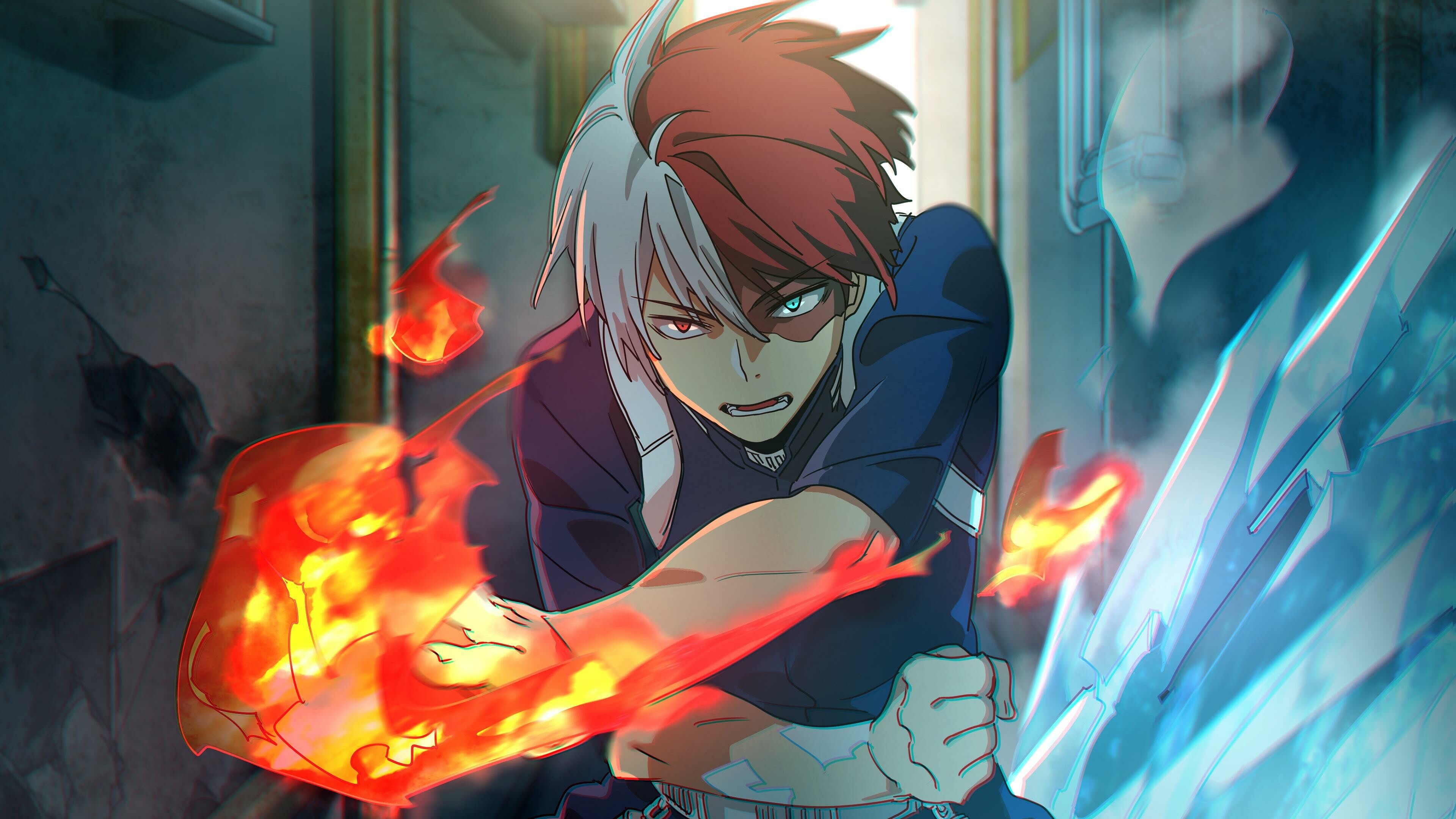 My Hero Academia, Todoroki wallpapers, Ice and fire clash, Anime greatness, 3840x2160 4K Desktop